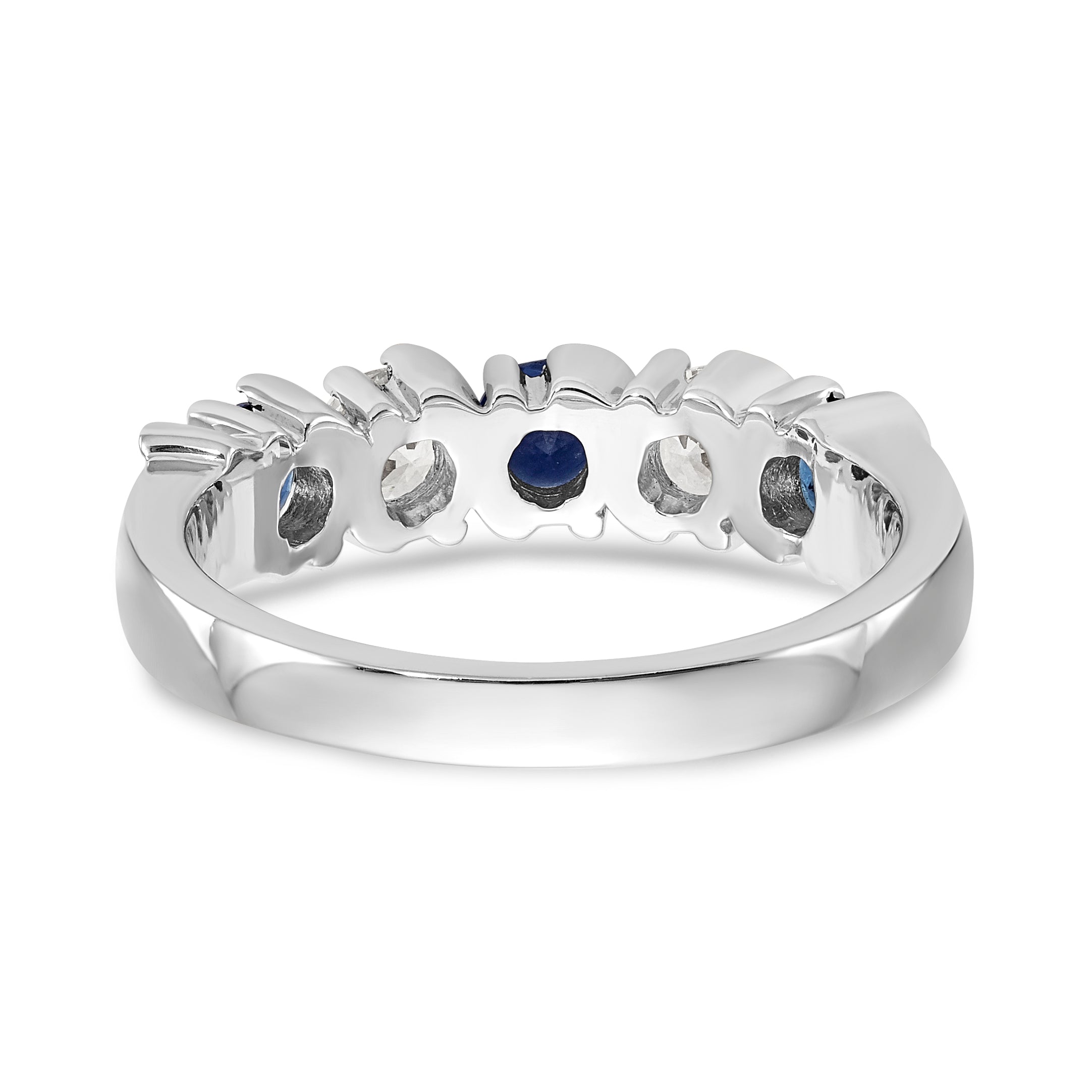 14K White Gold 3/8 carat Diamond and Blue Sapphire Complete Band