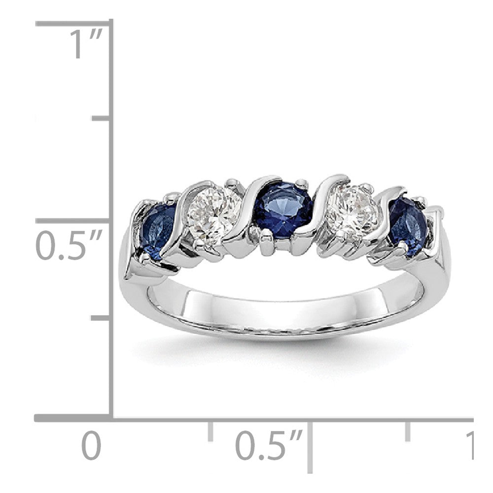 14K White Gold Diamond w/Sapphire Band