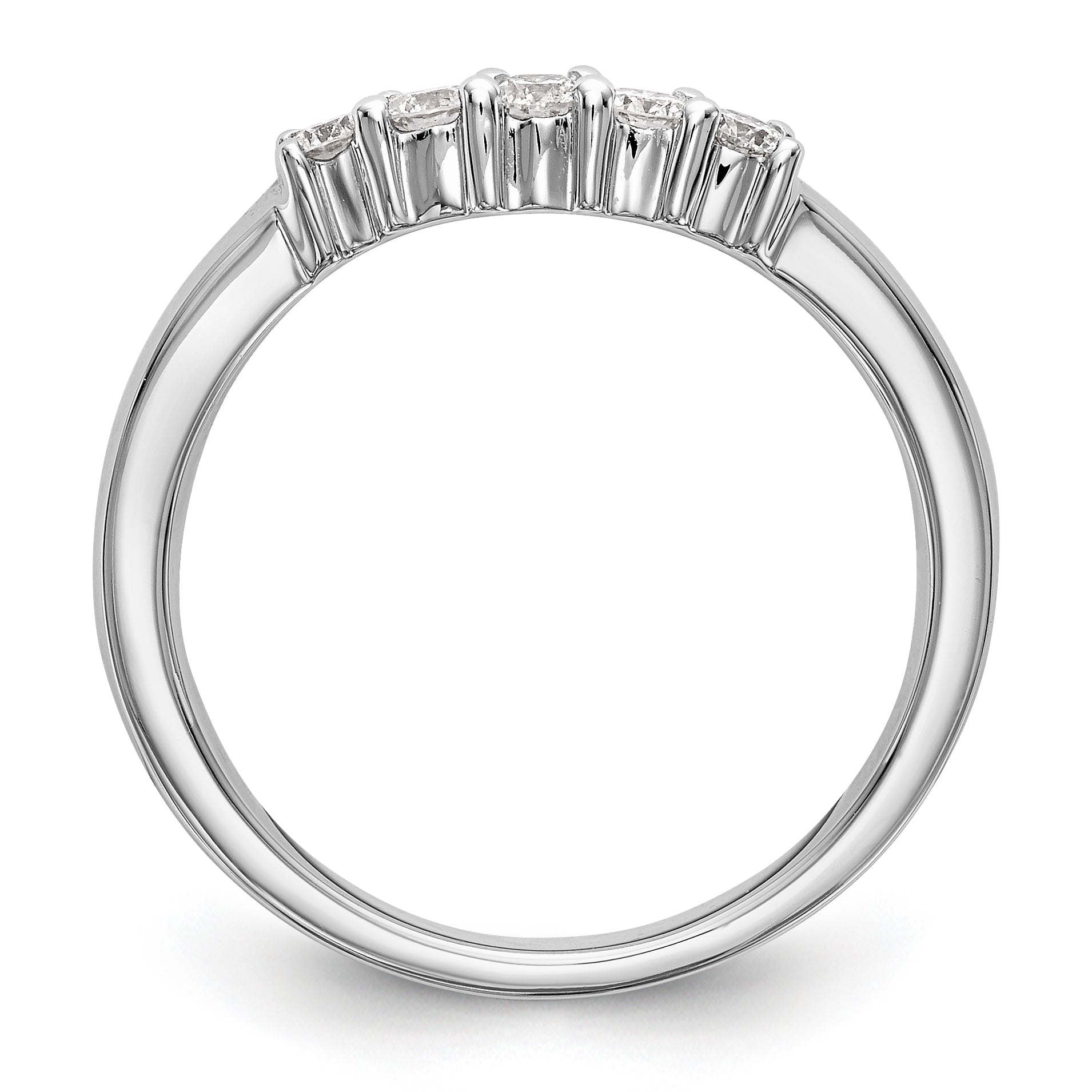 14K White Gold 5-Stone Shared Prong 1/3 carat Round Complete Diamond Band - 7