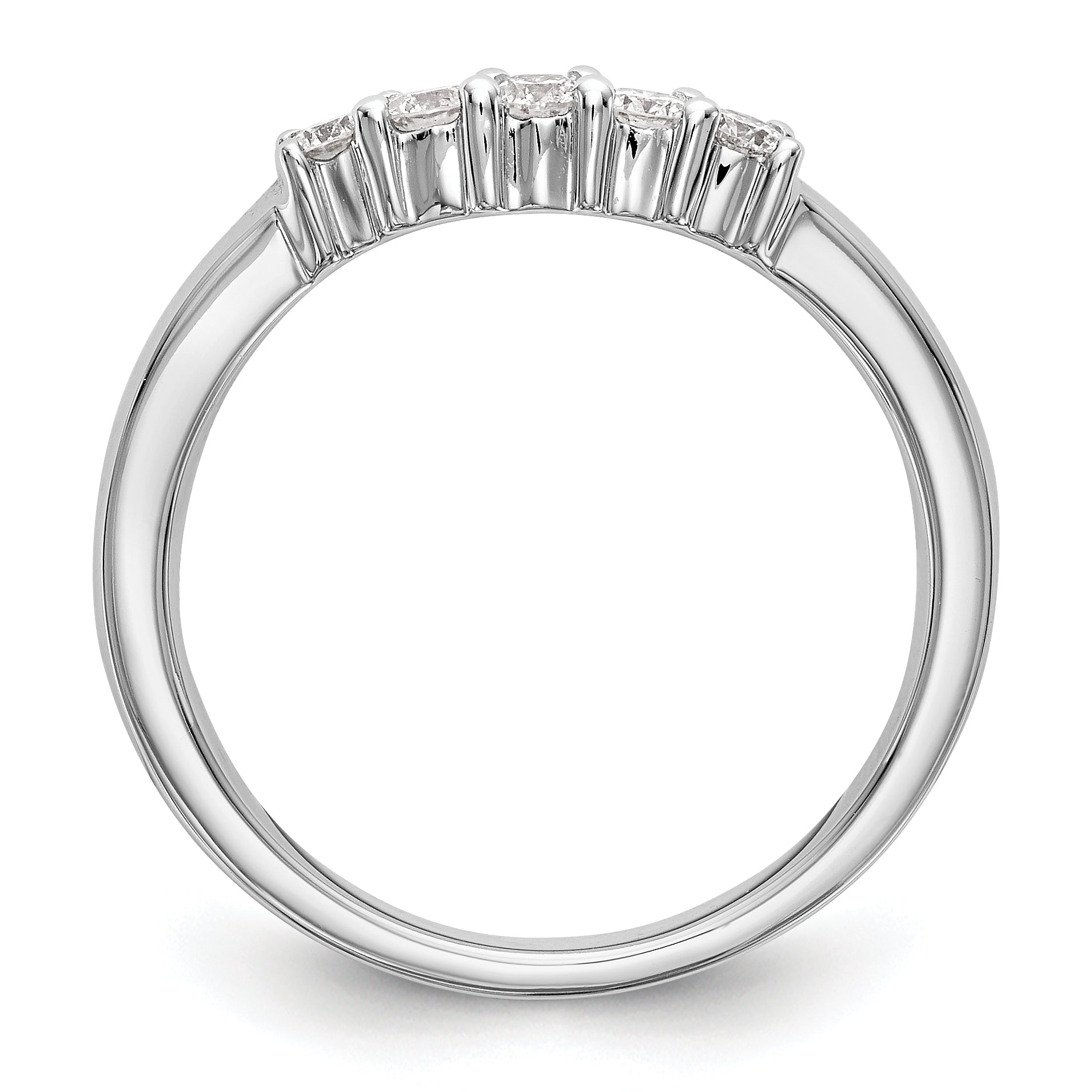 14K White Gold 5-Stone Shared Prong 1/3 carat Round Complete Diamond Band Secondary image