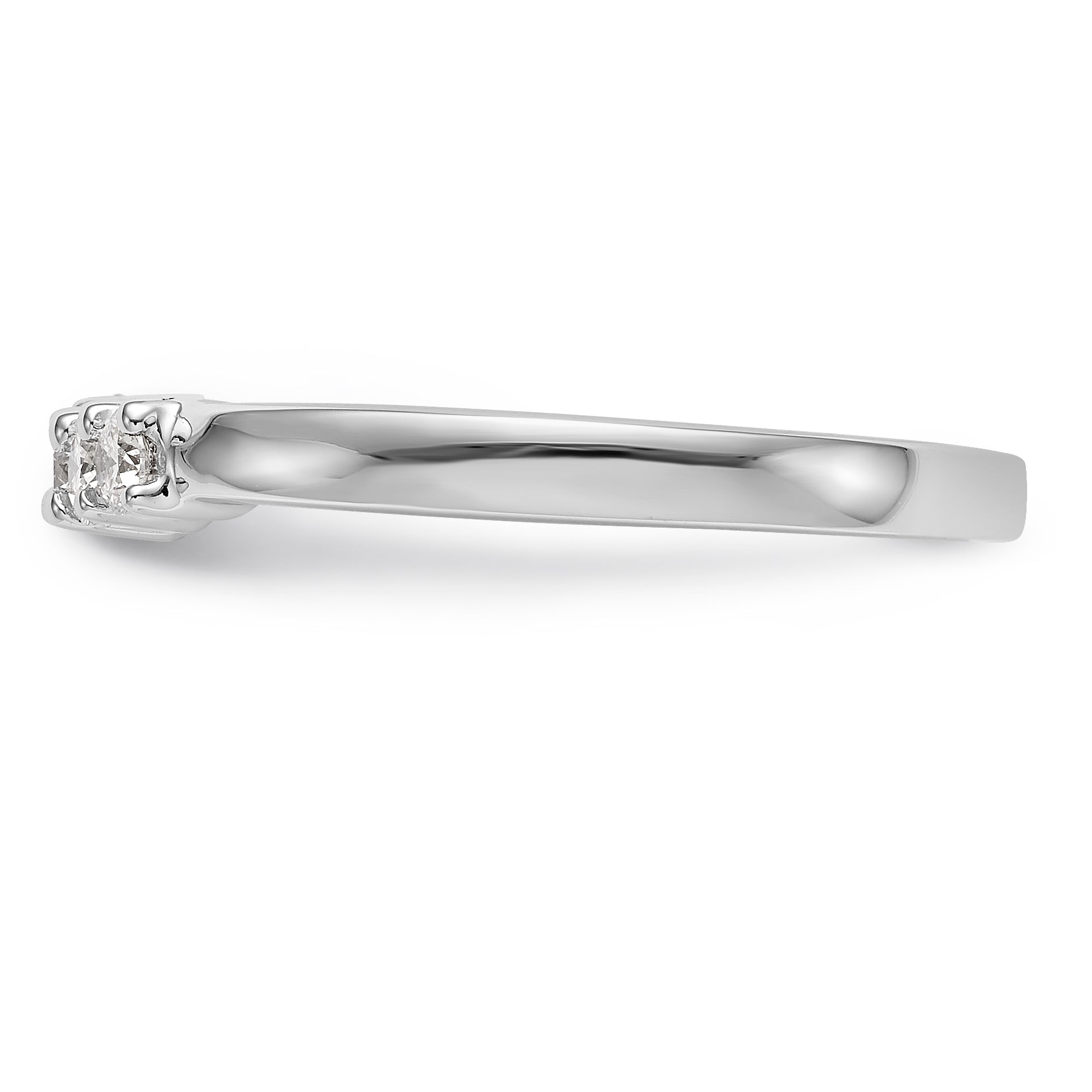 14K White Gold 5-Stone Shared Prong 1/3 carat Round Complete Diamond Band - 7