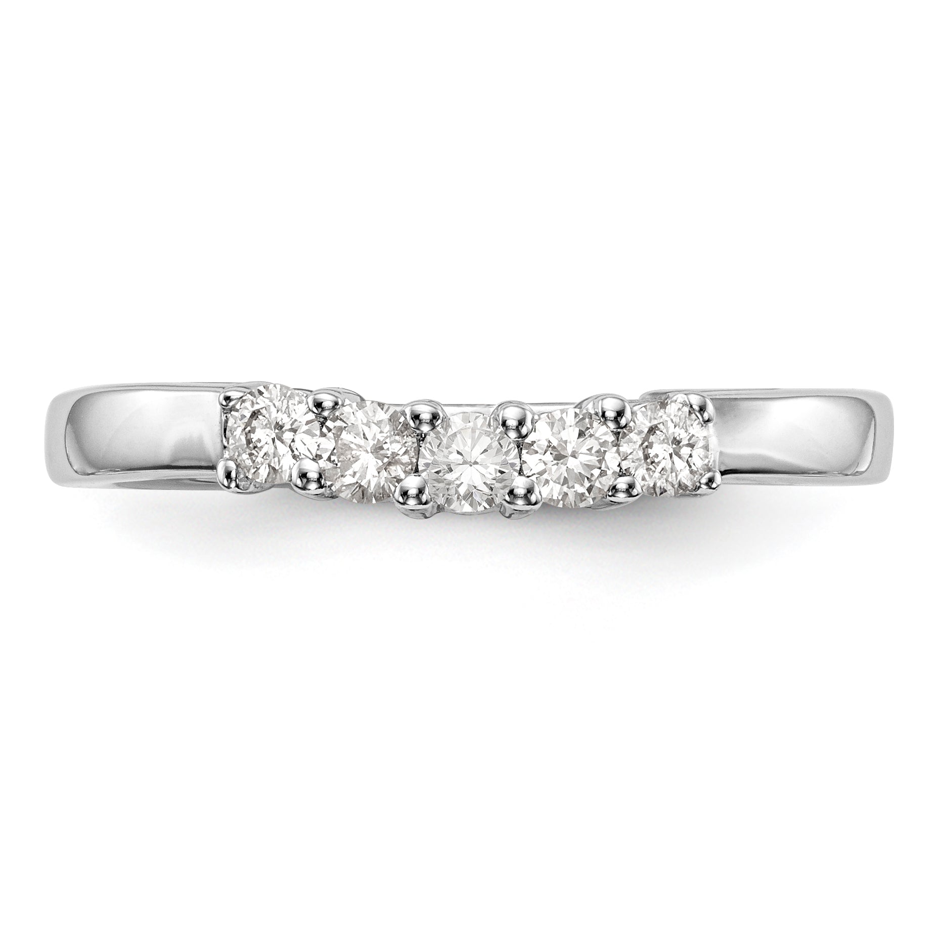 14K White Gold 5-Stone Shared Prong 1/3 carat Round Complete Diamond Band - 7