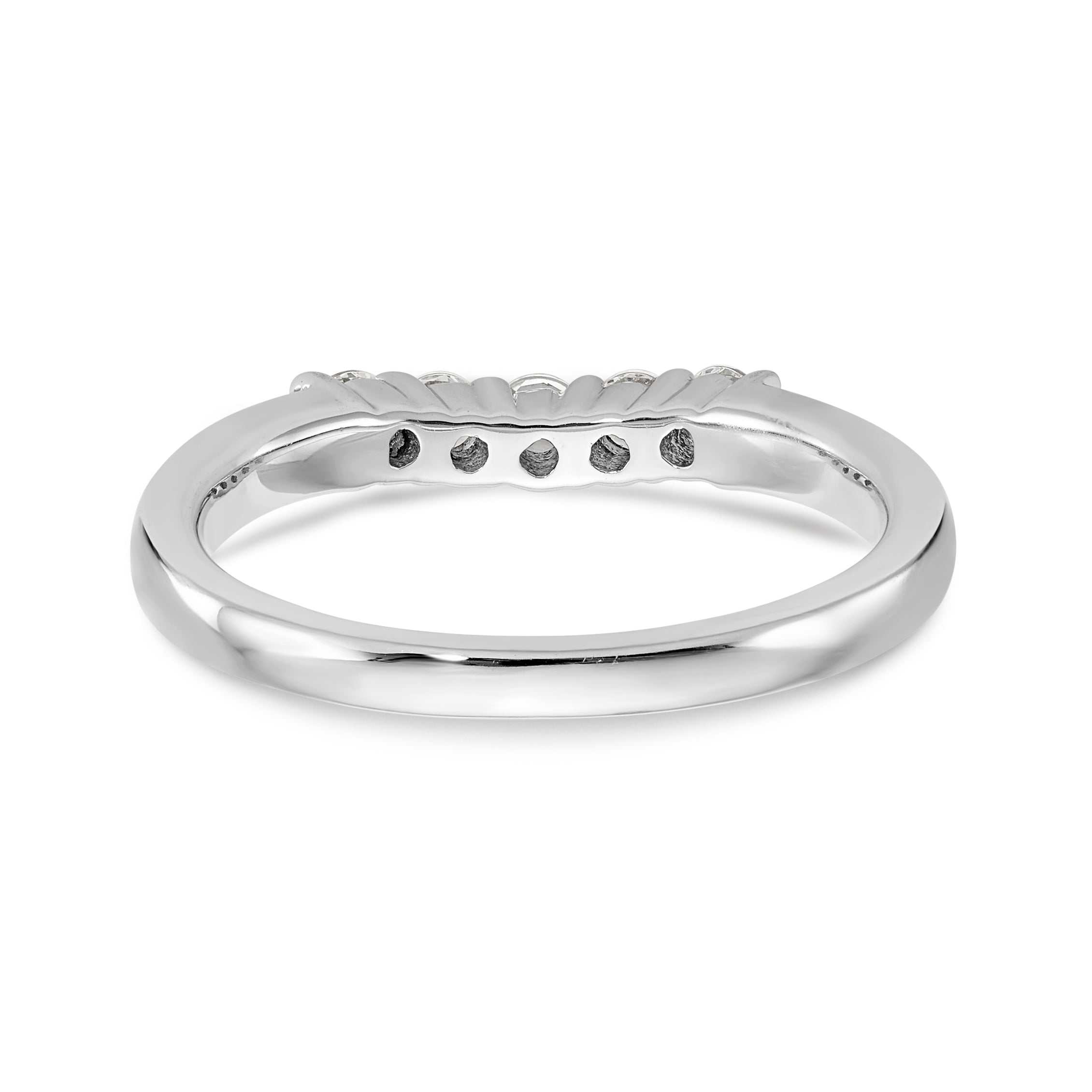 14K White Gold 5-Stone Shared Prong 1/3 carat Round Complete Diamond Band - 7