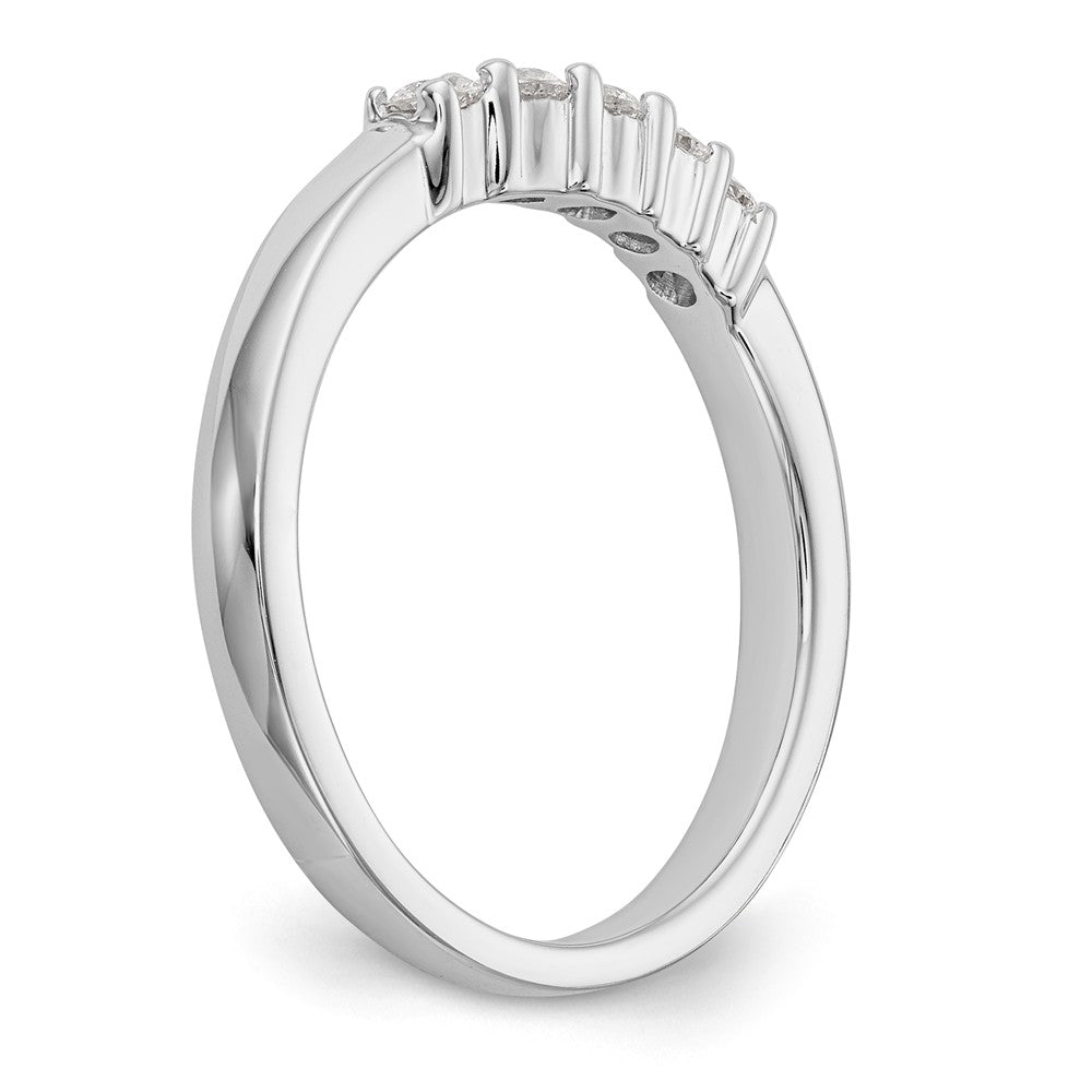 14K White Gold 5-Stone Shared Prong 1/3 carat Round Complete Diamond Band - 7