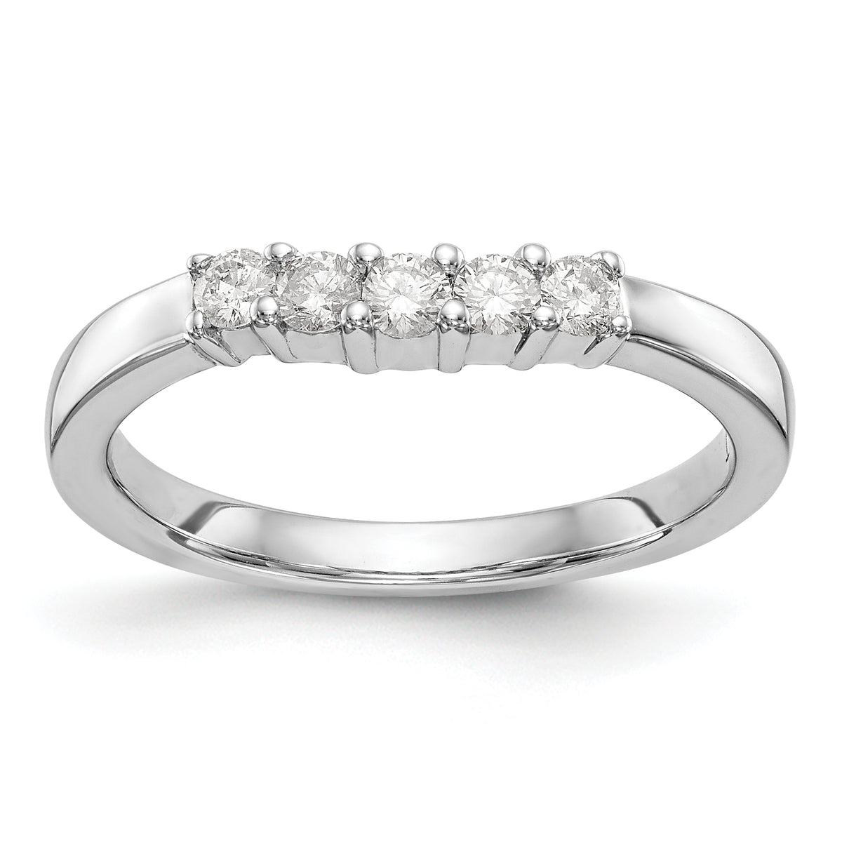14K White Gold 5-Stone Shared Prong 1/3 carat Round Complete Diamond Band - 7
