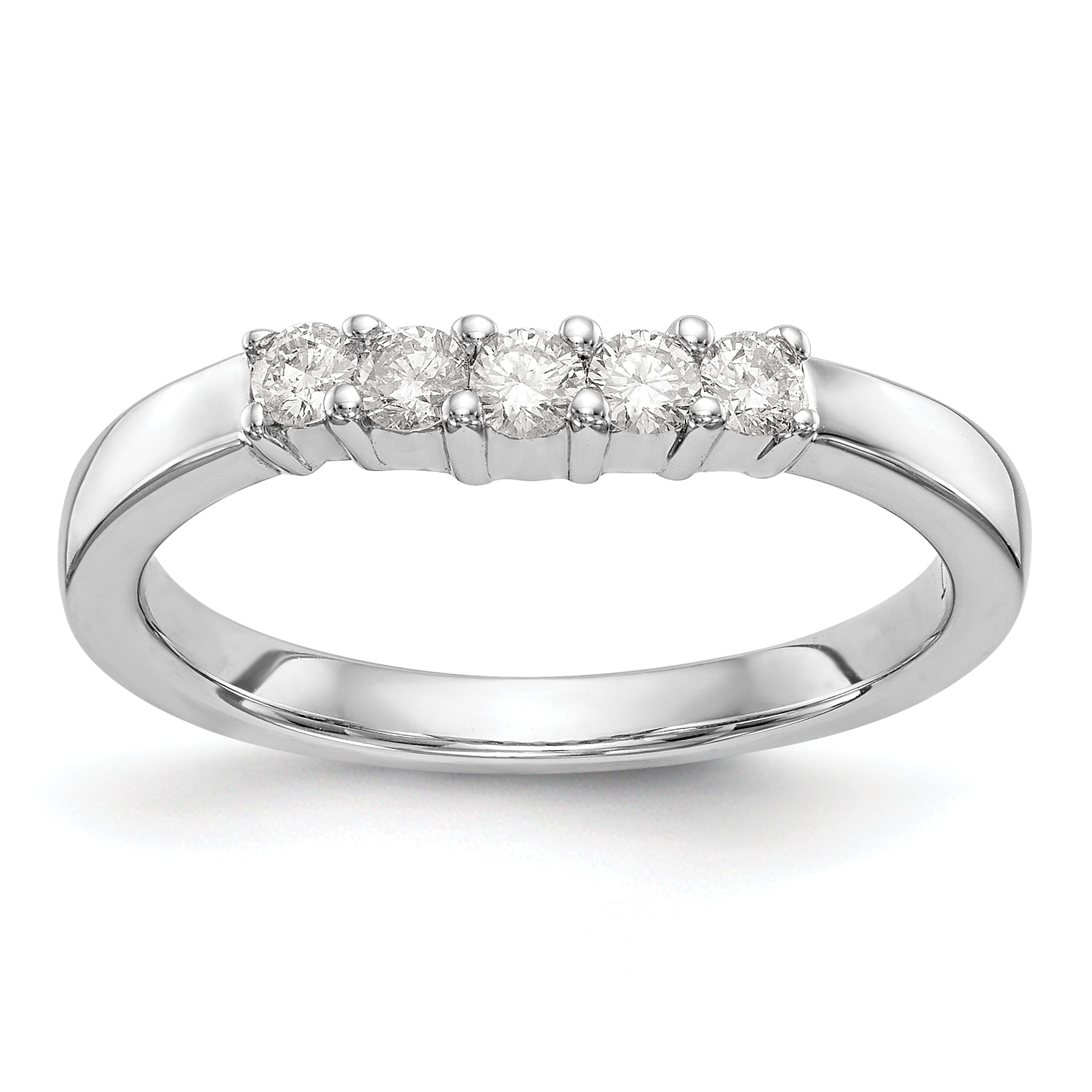 14K White Gold 5-Stone Shared Prong 1/3 carat Round Complete Diamond Band Main image