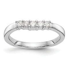 14K White Gold 5-Stone Shared Prong 1/3 carat Round Complete Diamond Band - 7