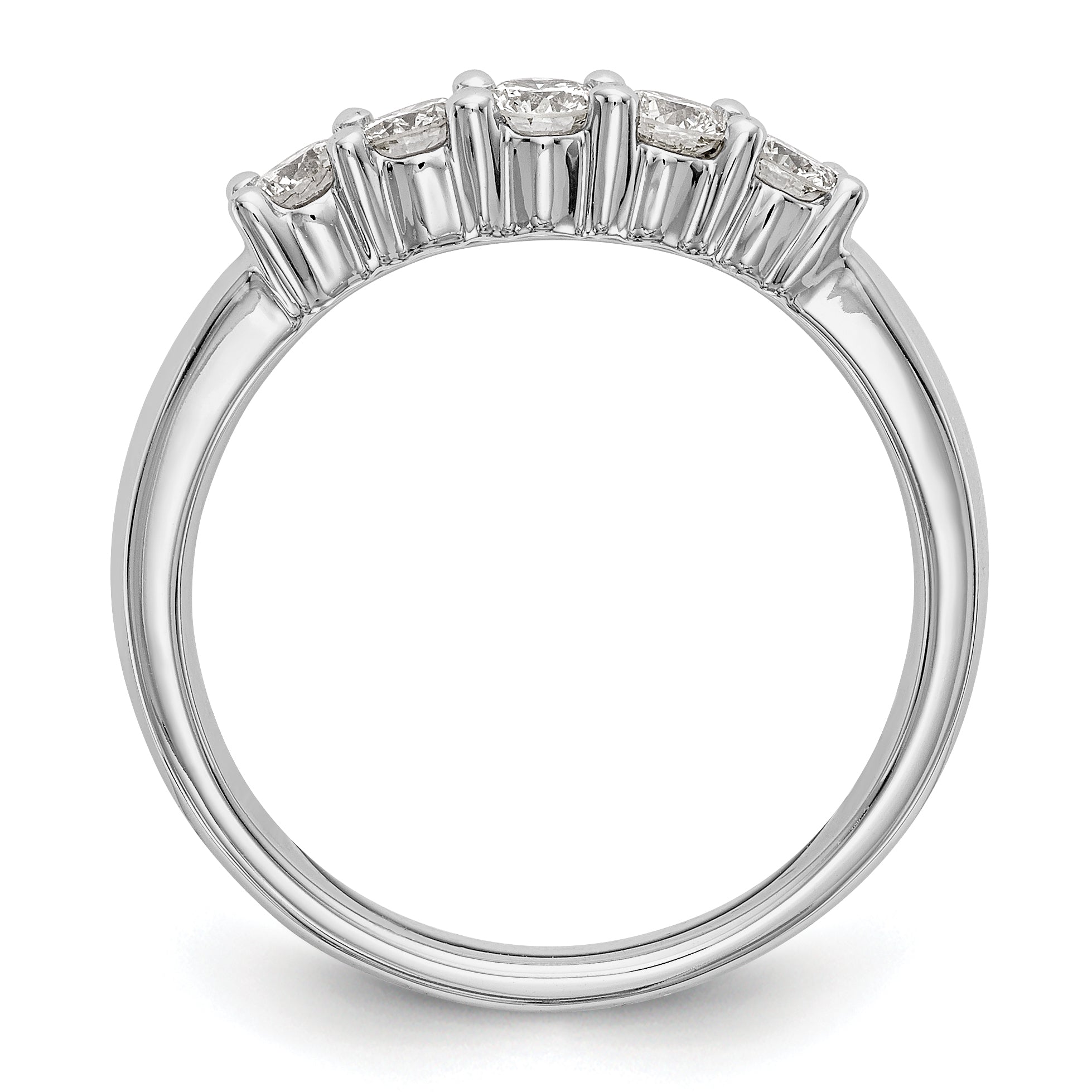 14K White Gold 5-Stone Shared Prong 1/2 carat Round Complete Diamond Band
