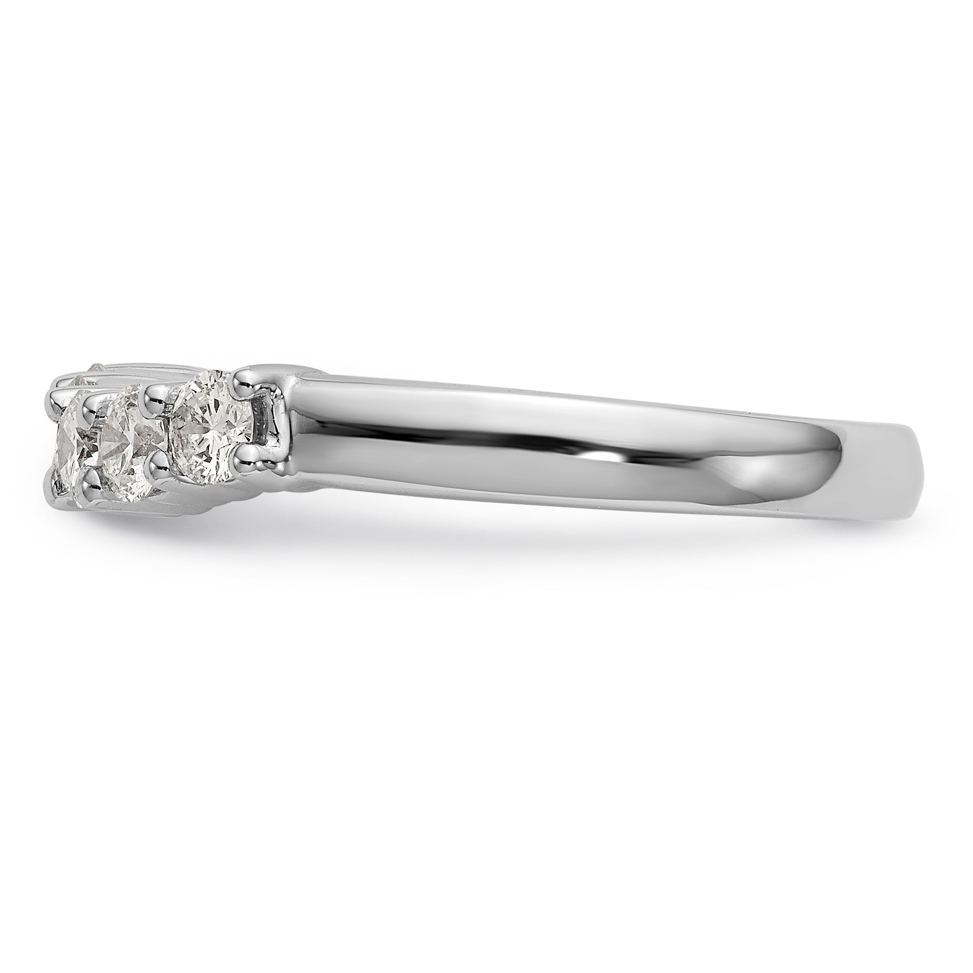 14K White Gold 5-Stone Shared Prong 1/2 carat Round Complete Diamond Band - 7