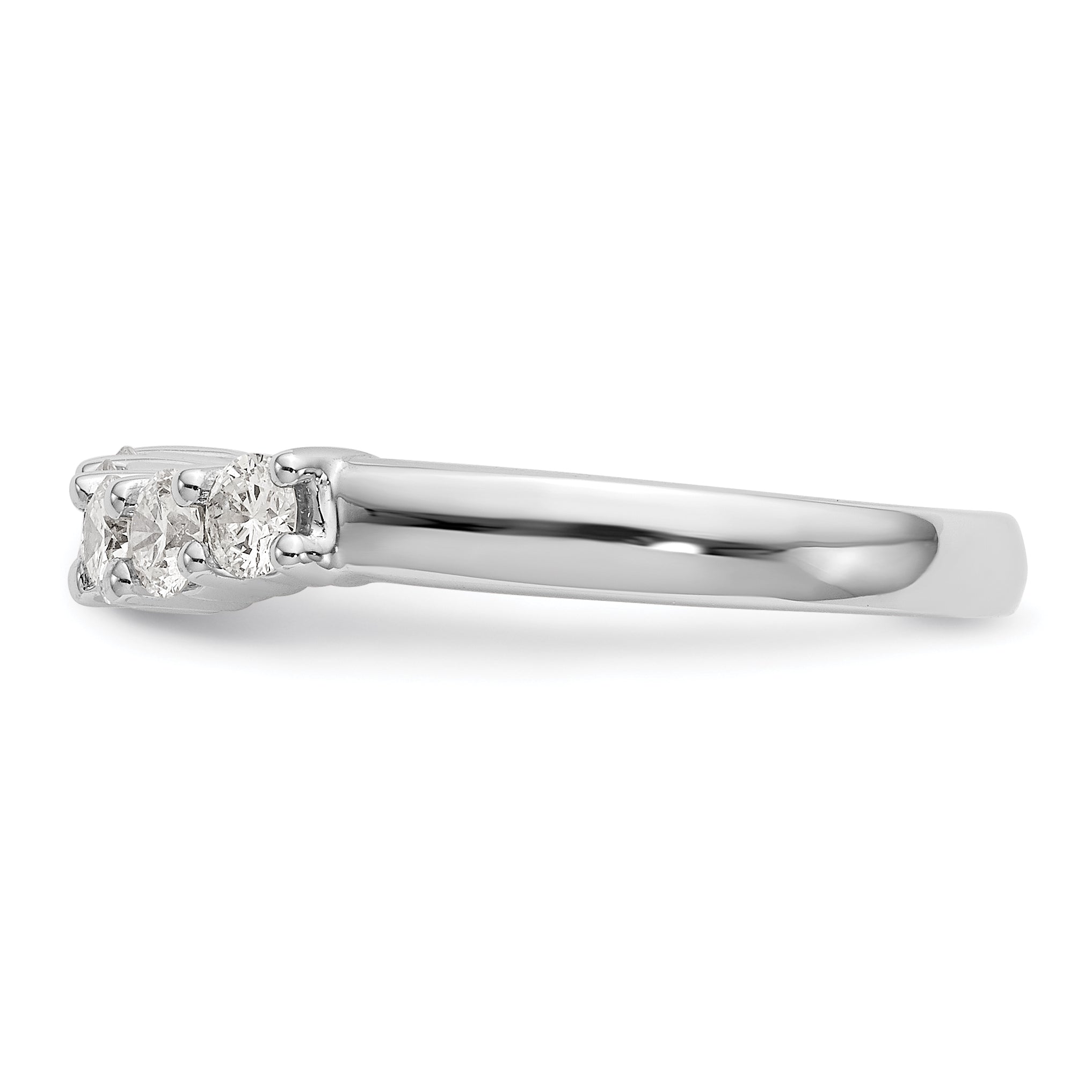 14K White Gold 5-Stone Shared Prong 1/2 carat Round Complete Diamond Band