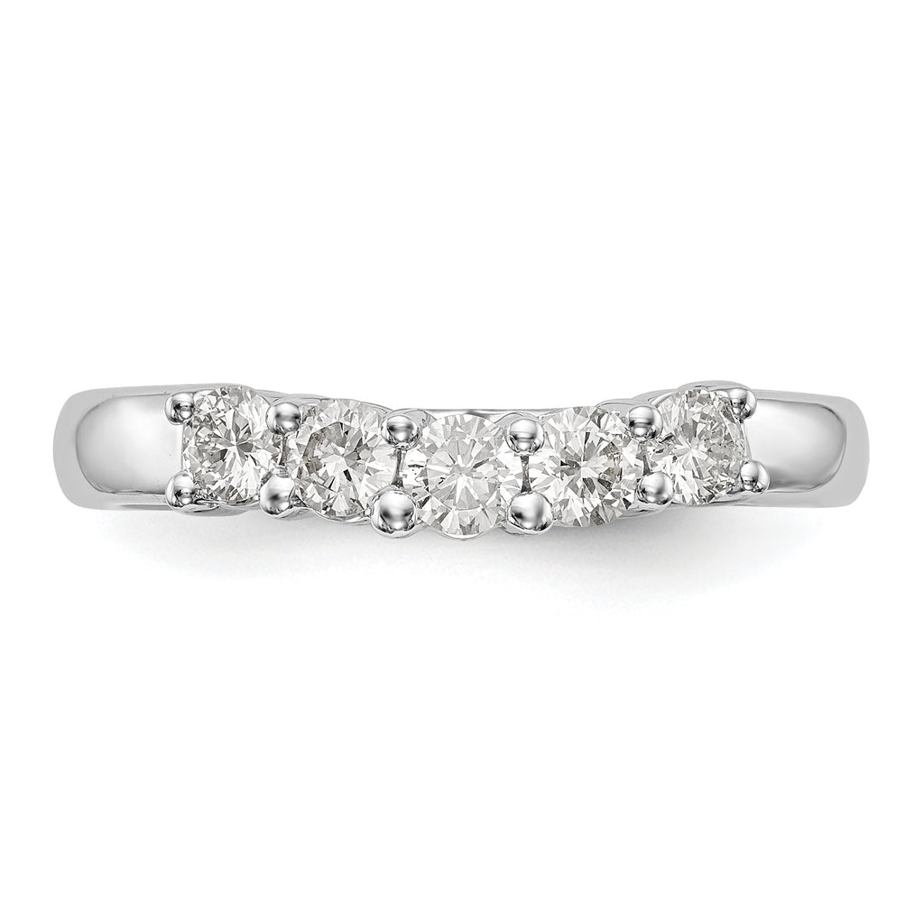 14K White Gold 5-Stone Shared Prong 1/2 carat Round Complete Diamond Band