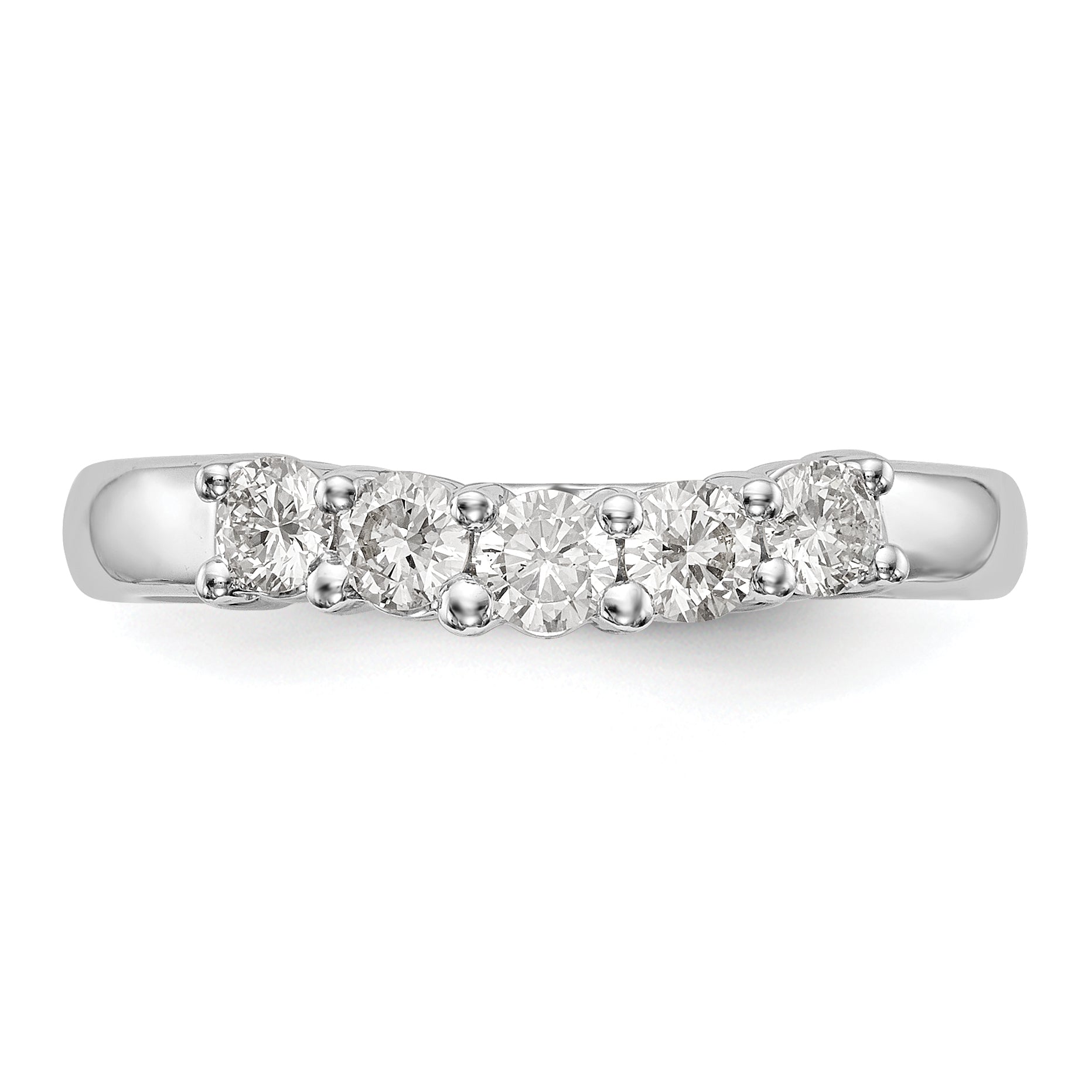 14K White Gold 5-Stone Shared Prong 1/2 carat Round Complete Diamond Band