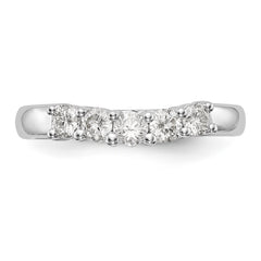 14K White Gold 5-Stone Shared Prong 1/2 carat Round Complete Diamond Band - 7