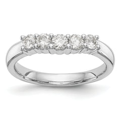 14K White Gold 5-Stone Shared Prong 1/2 carat Round Complete Diamond Band