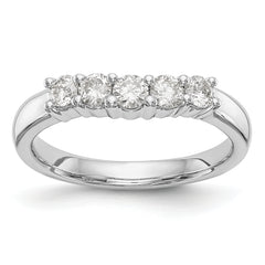14K White Gold 5-Stone Shared Prong 1/2 carat Round Complete Diamond Band - 7
