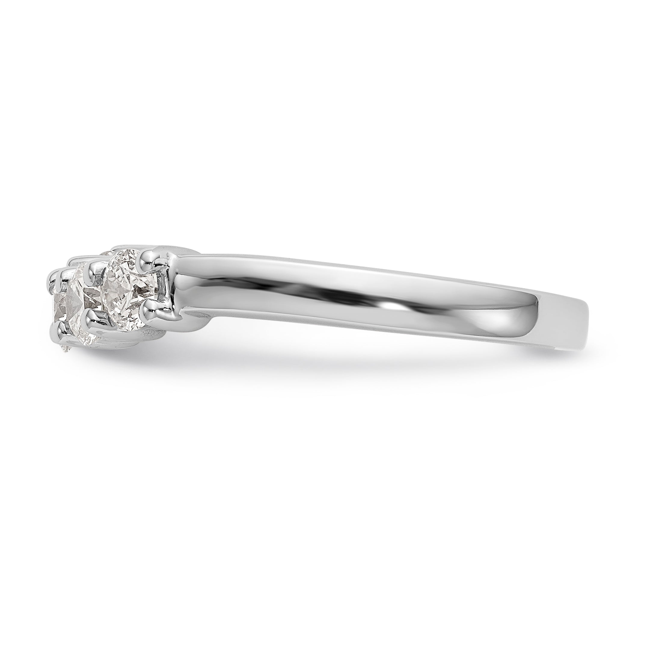 14K White Gold 5-Stone Shared Prong 3/4 carat Round Complete Diamond Band - 7