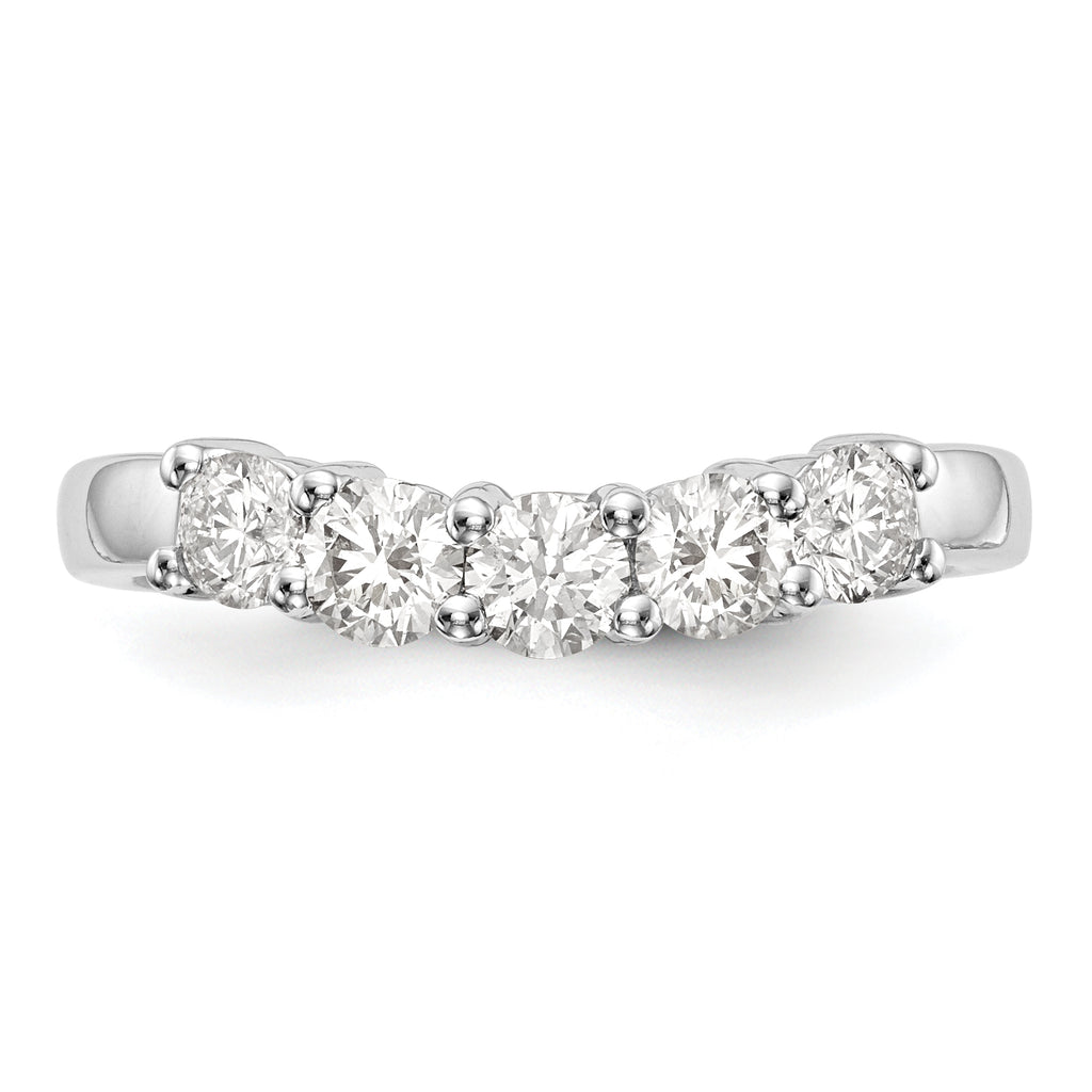 14K White Gold 5-Stone Shared Prong 3/4 carat Round Complete Diamond Band