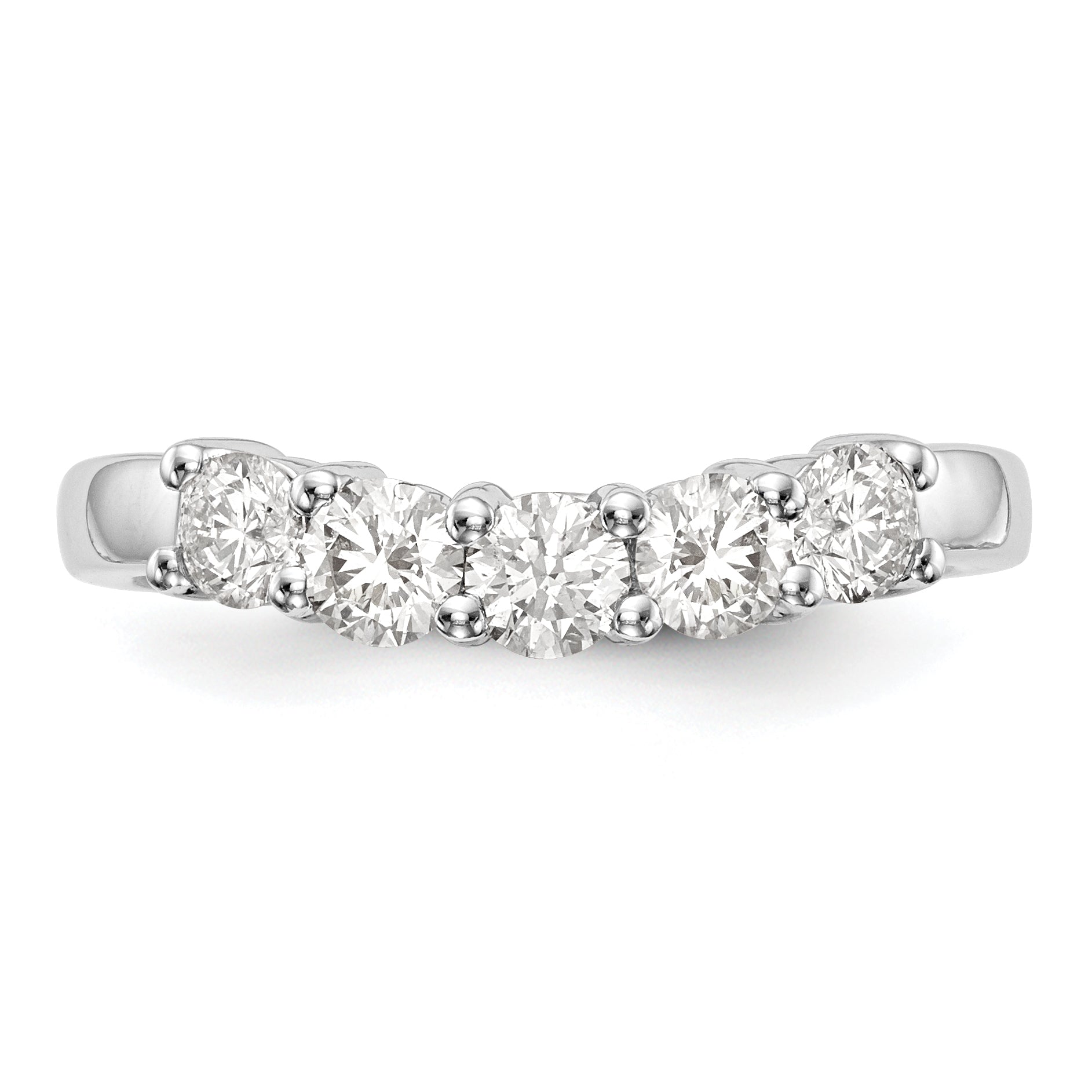 14K White Gold 5-Stone Shared Prong 3/4 carat Round Complete Diamond Band