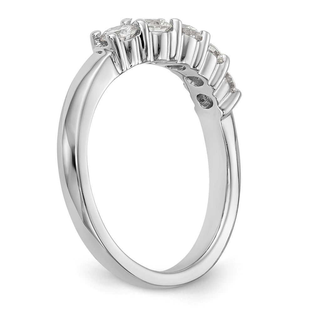 14K White Gold 5-Stone Shared Prong 3/4 carat Round Complete Diamond Band - 7