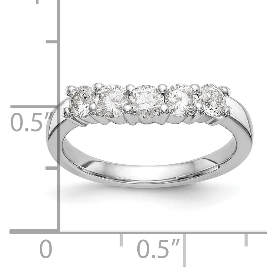 14K White Gold 5-Stone Shared Prong 3/4 carat Round Complete Diamond Band