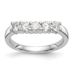 14K White Gold 5-Stone Shared Prong 3/4 carat Round Complete Diamond Band - 7