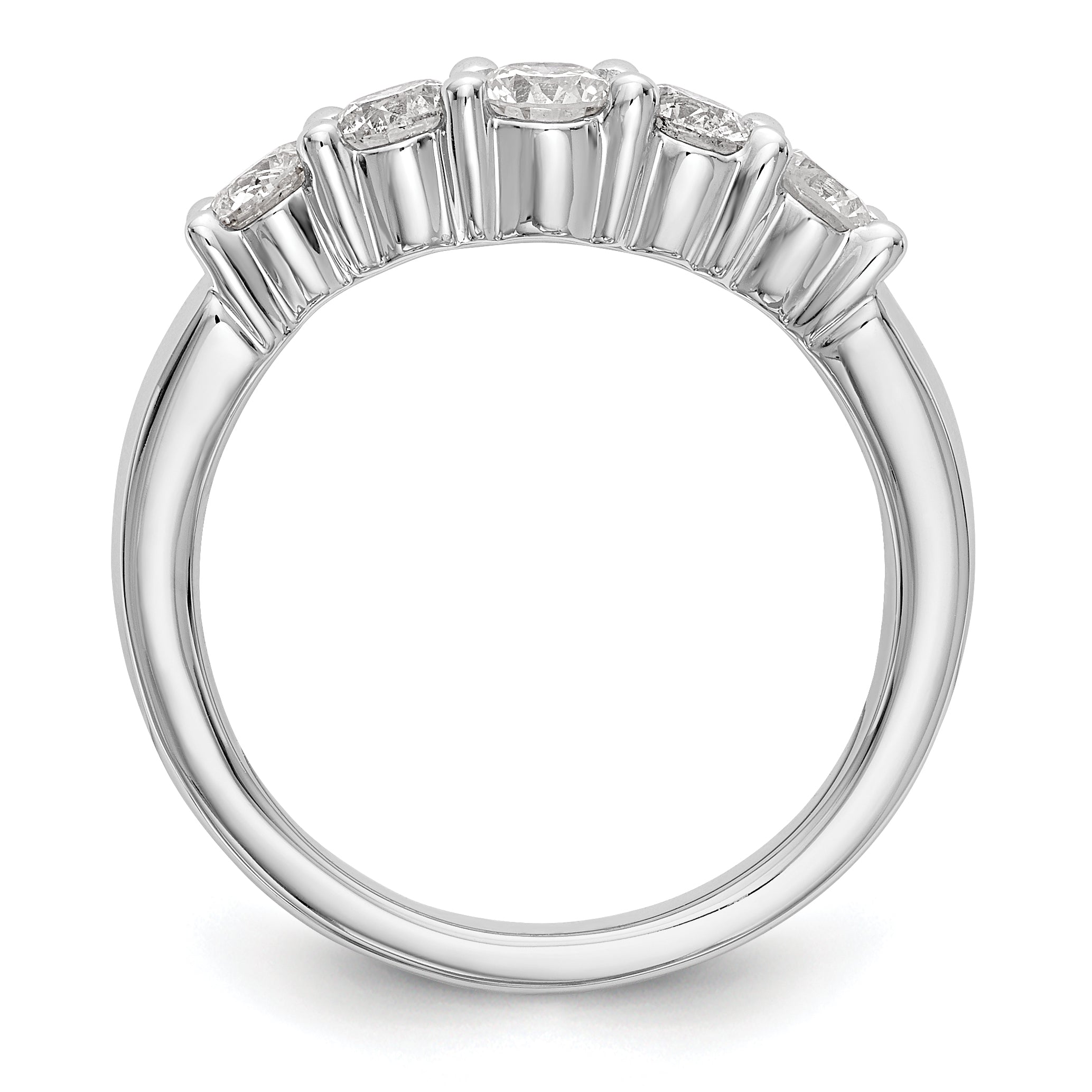 14K White Gold 5-Stone Shared Prong 7/8 carat Round Complete Diamond Band Secondary image