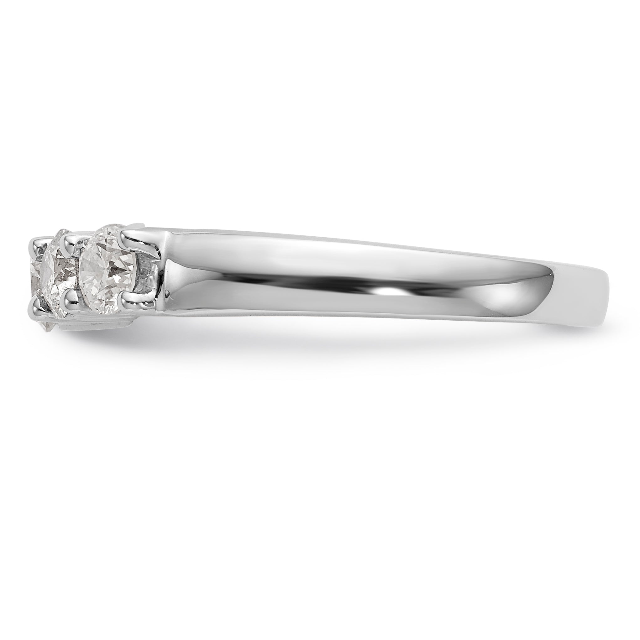14K White Gold 5-Stone Shared Prong 7/8 carat Round Complete Diamond Band - 7