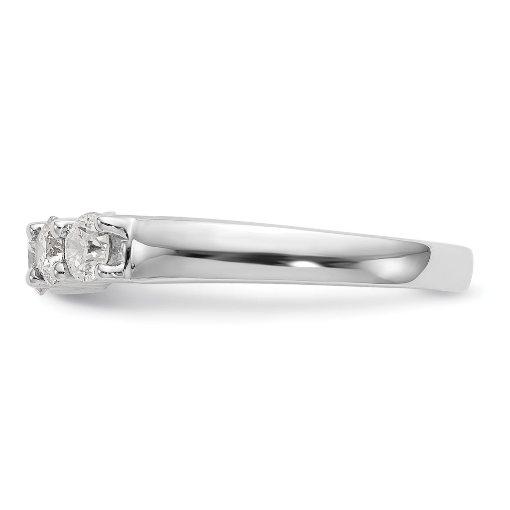 14K White Gold 5-Stone Shared Prong 7/8 carat Round Complete Diamond Band