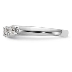 14K White Gold 5-Stone Shared Prong 7/8 carat Round Complete Diamond Band - 7