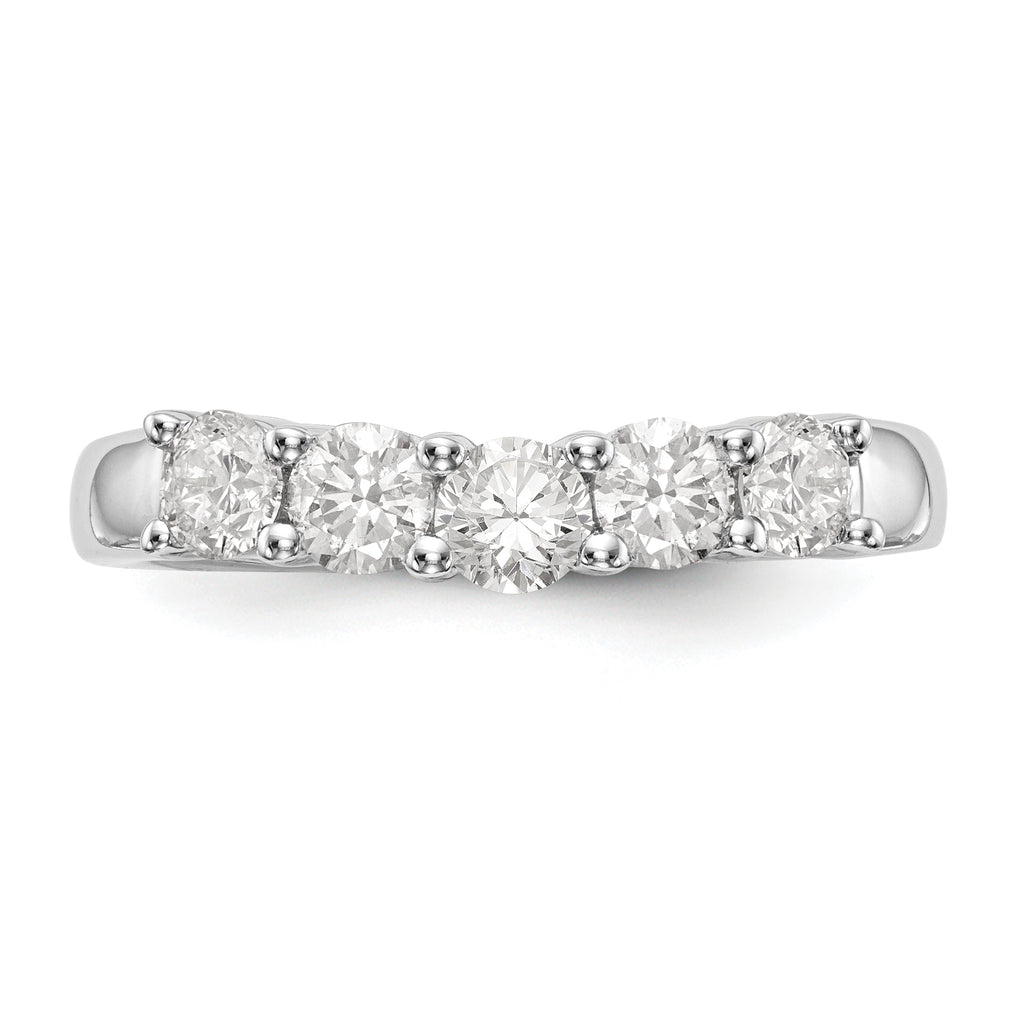 14K White Gold 5-Stone Shared Prong 7/8 carat Round Complete Diamond Band