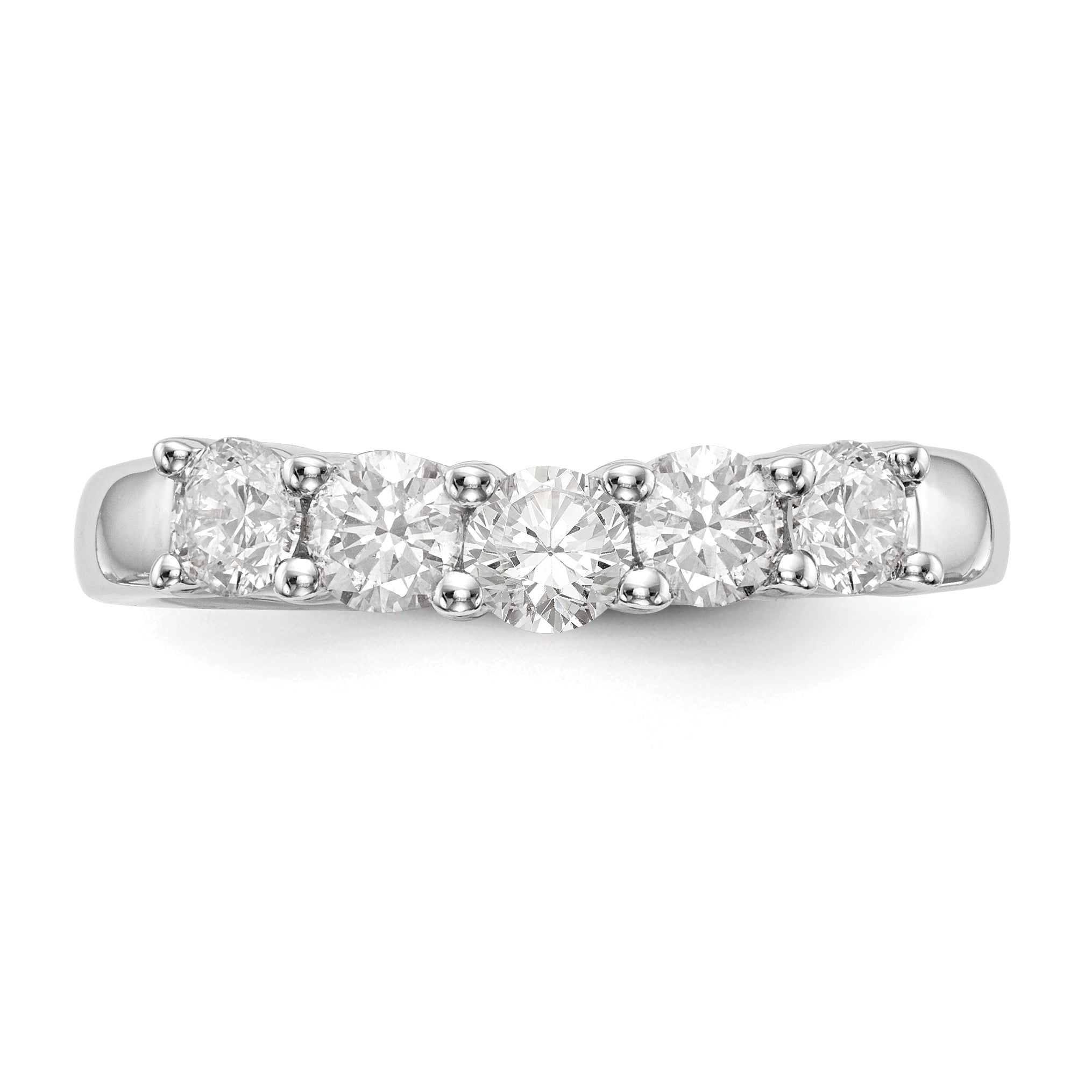14K White Gold 5-Stone Shared Prong 7/8 carat Round Complete Diamond Band