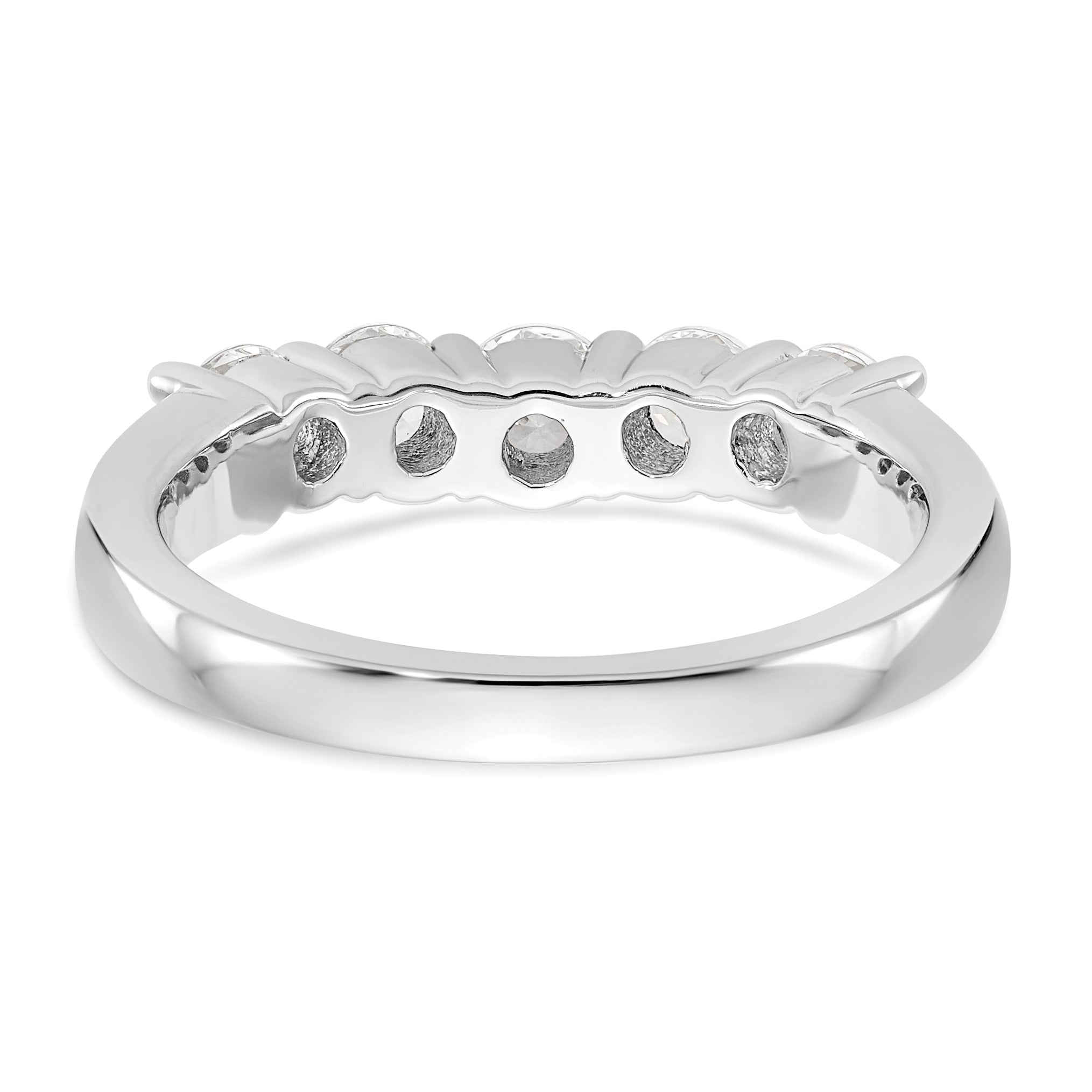 14K White Gold 5-Stone Shared Prong 7/8 carat Round Complete Diamond Band