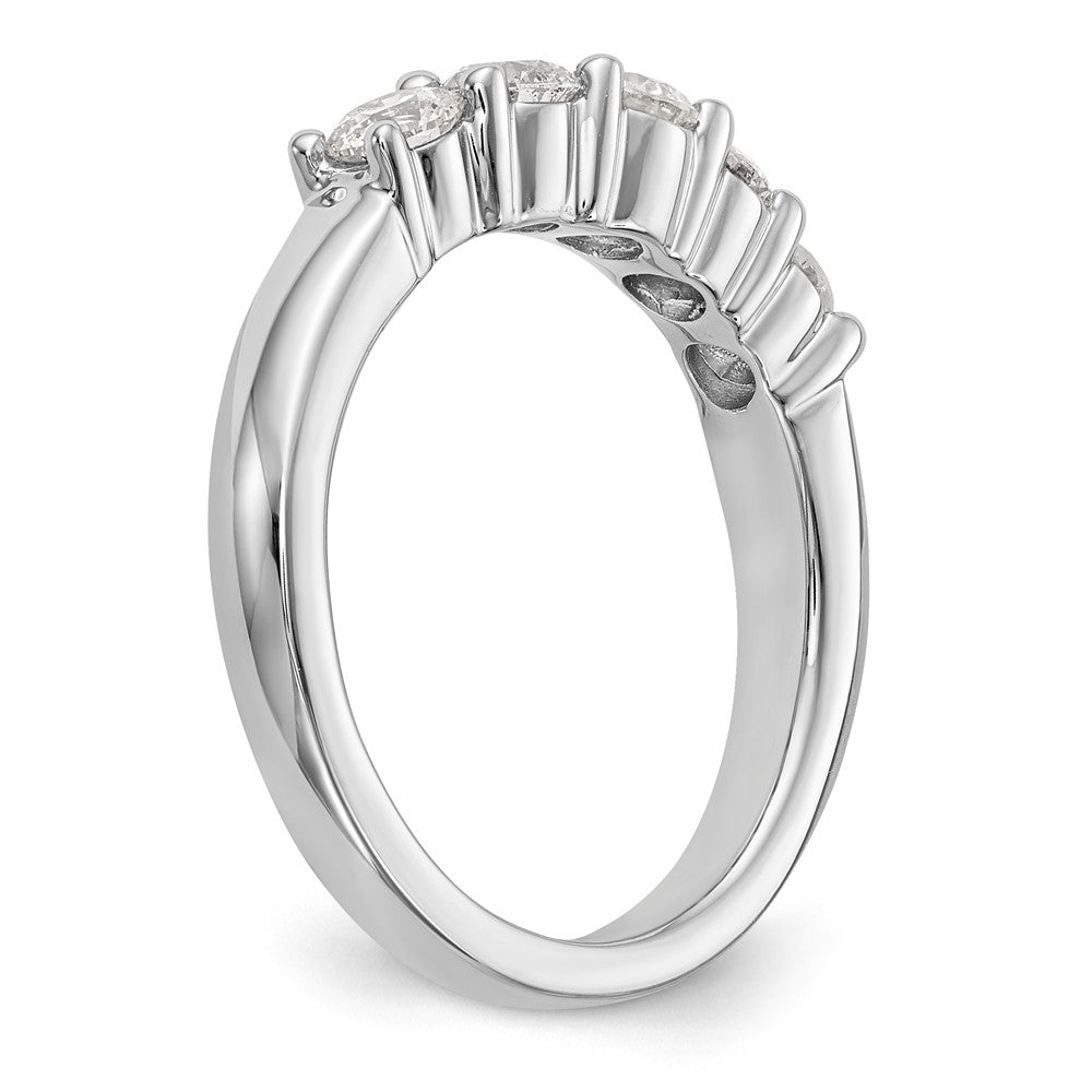 14K White Gold 5-Stone Shared Prong 7/8 carat Round Complete Diamond Band - 7