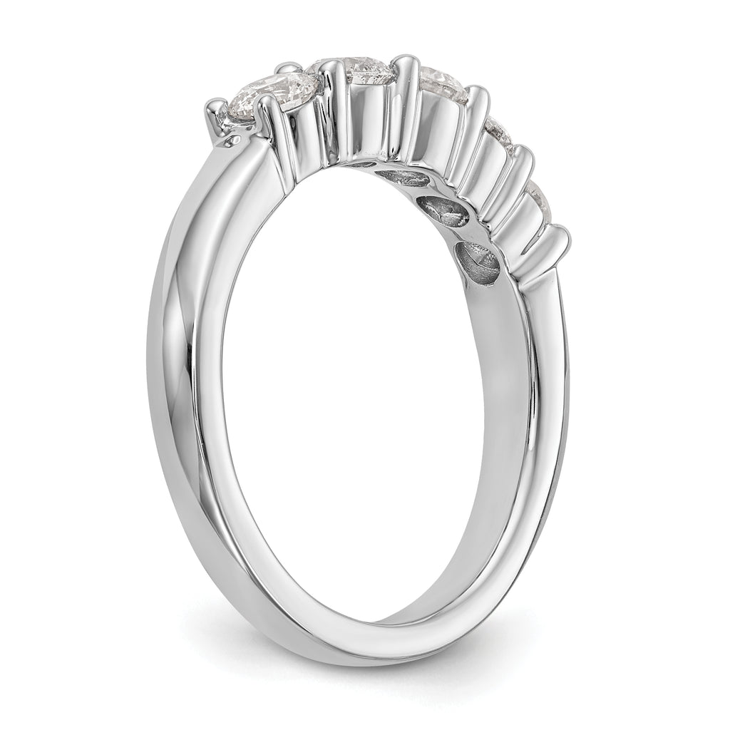 14K White Gold 5-Stone Shared Prong 7/8 carat Round Complete Diamond Band