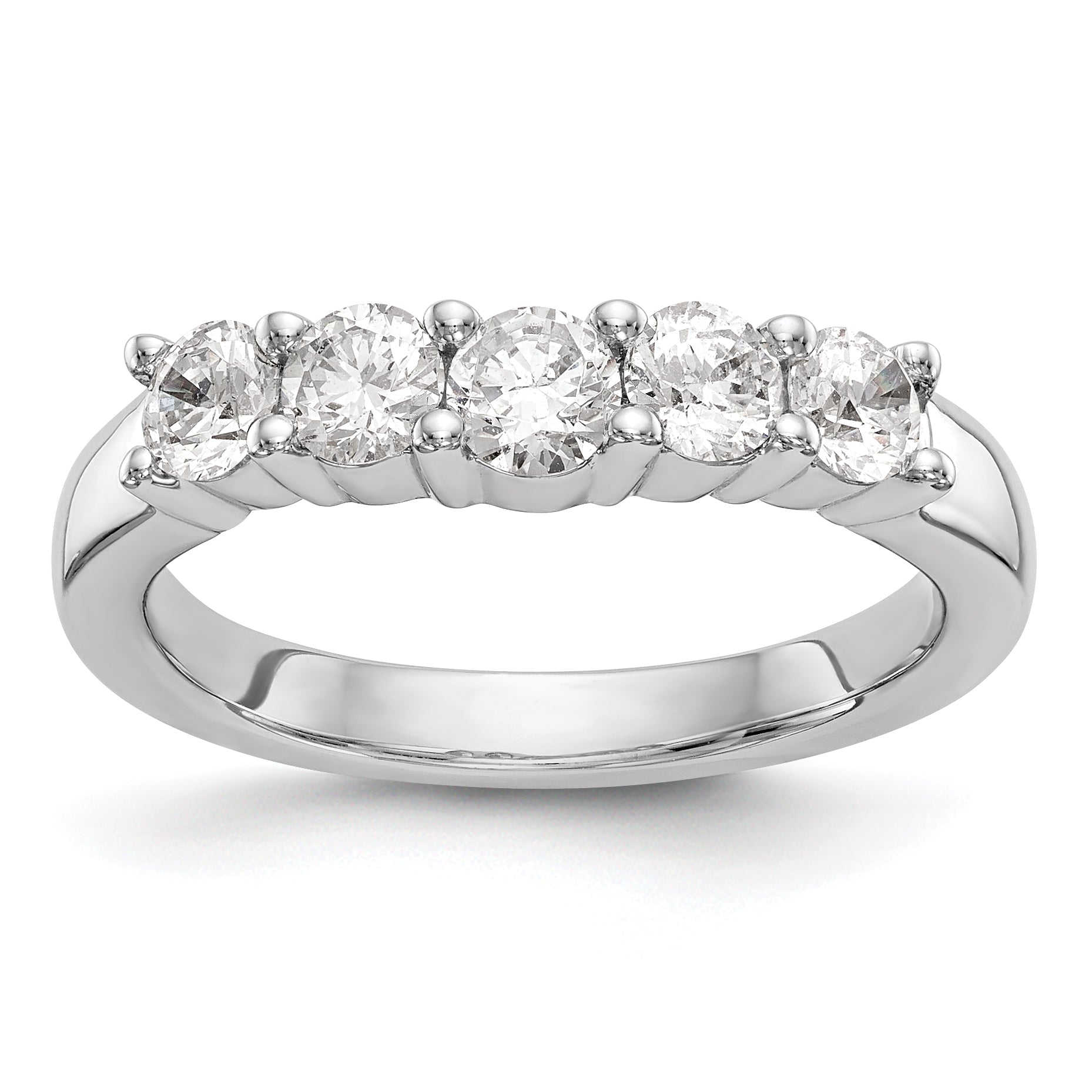 14K White Gold 5-Stone Shared Prong 7/8 carat Round Complete Diamond Band Main image