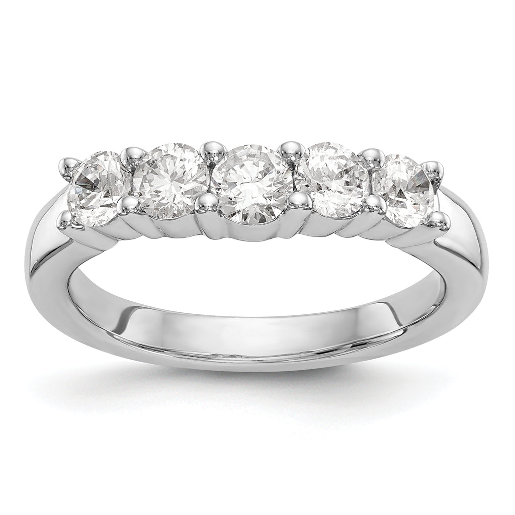 14K White Gold 5-Stone Shared Prong 7/8 carat Round Complete Diamond Band