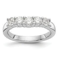 14K White Gold 5-Stone Shared Prong 7/8 carat Round Complete Diamond Band - 7