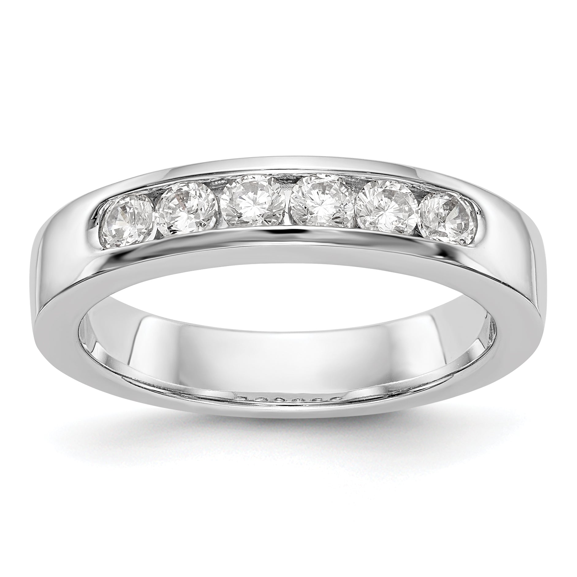 14K White Gold 6-Stone 1/2 carat Round Diamond Complete Channel Band Main image