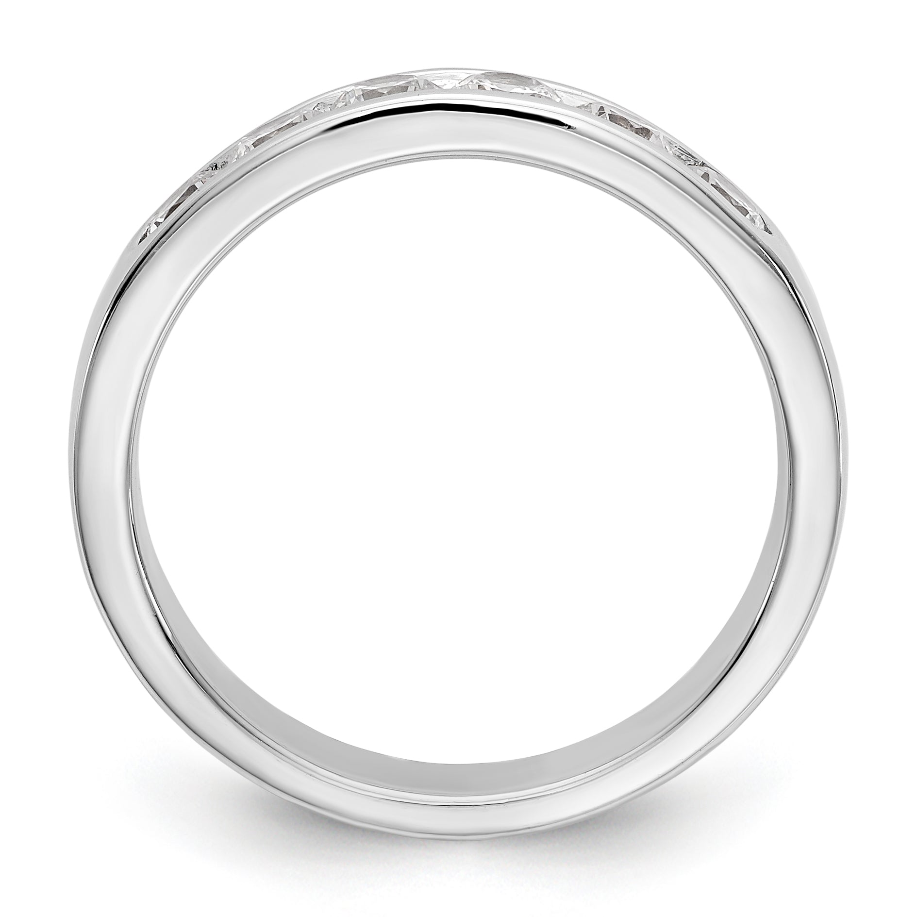 14K White Gold 6-Stone 3/4 carat Round Diamond Complete Channel Band - 6