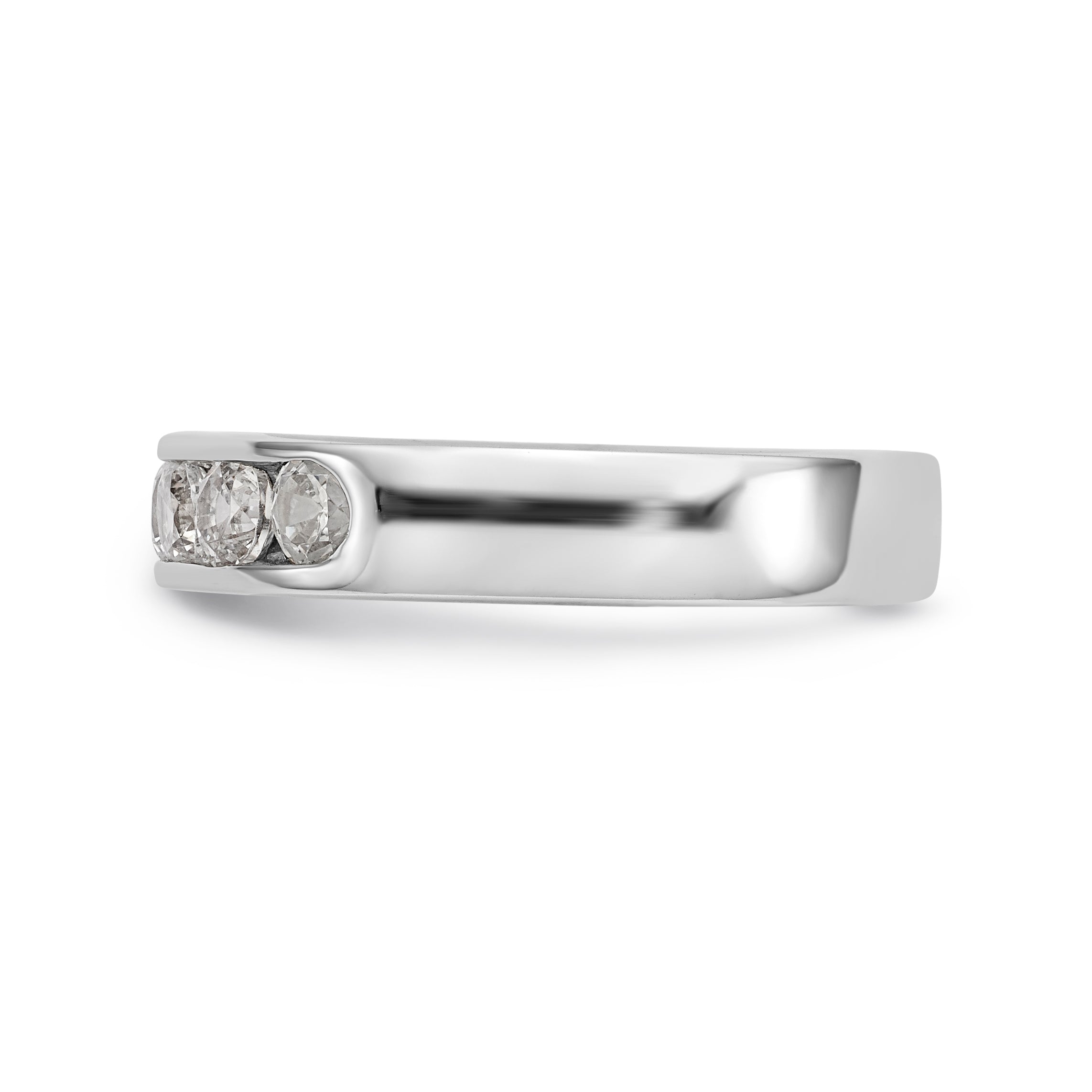 14K White Gold 6-Stone 3/4 carat Round Diamond Complete Channel Band - 6