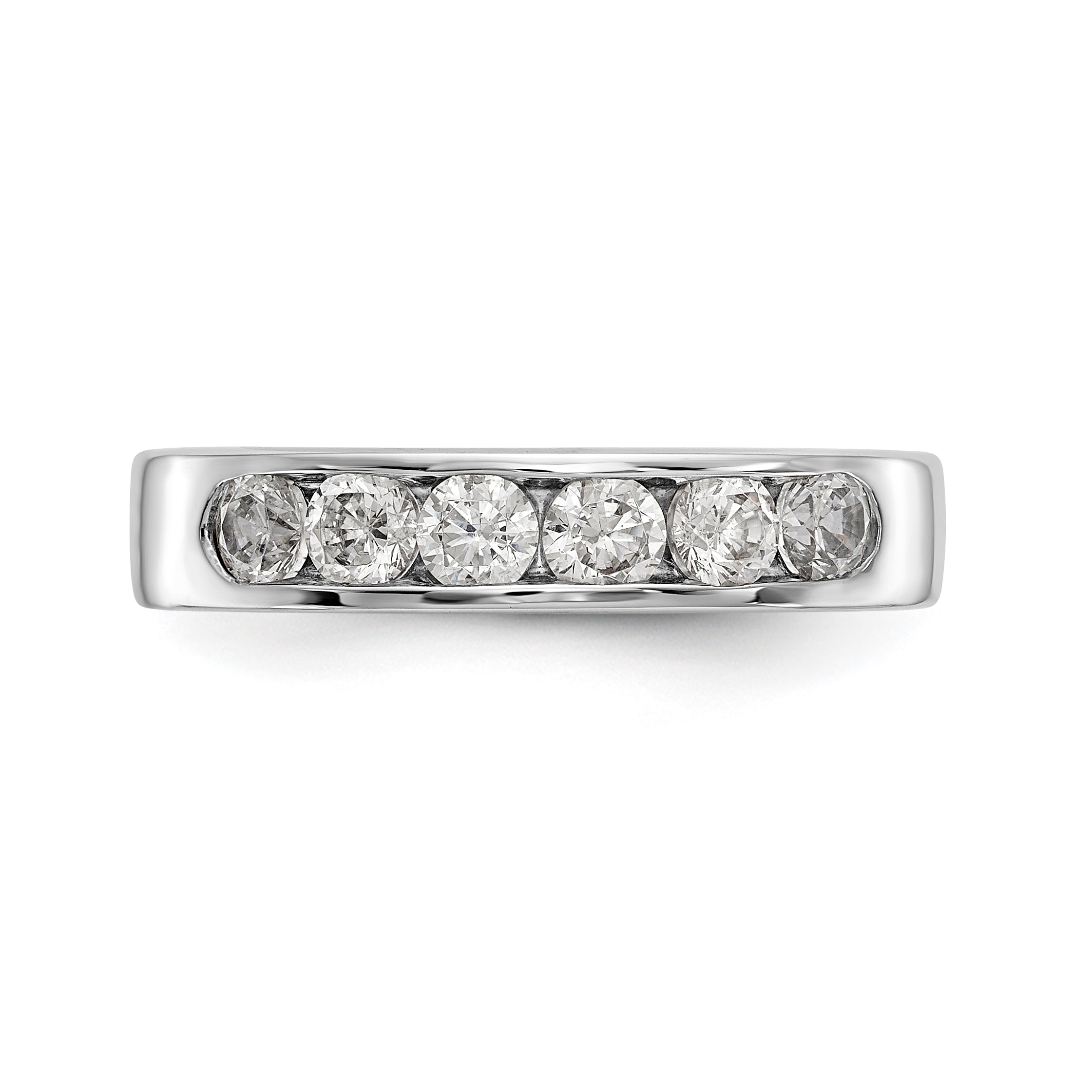 14K White Gold 6-Stone 3/4 carat Round Diamond Complete Channel Band - 6