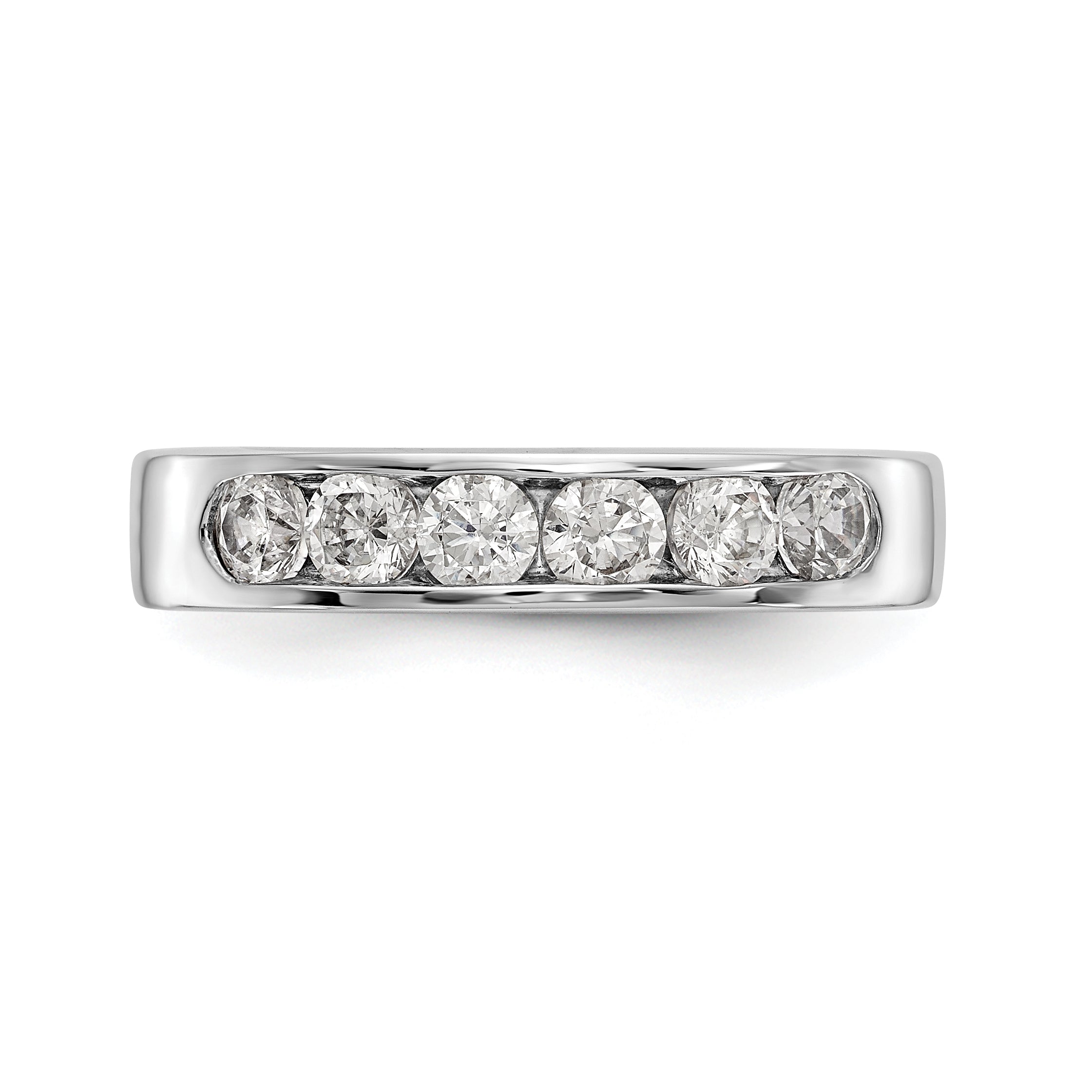 14K White Gold 6-Stone 3/4 carat Round Diamond Complete Channel Band