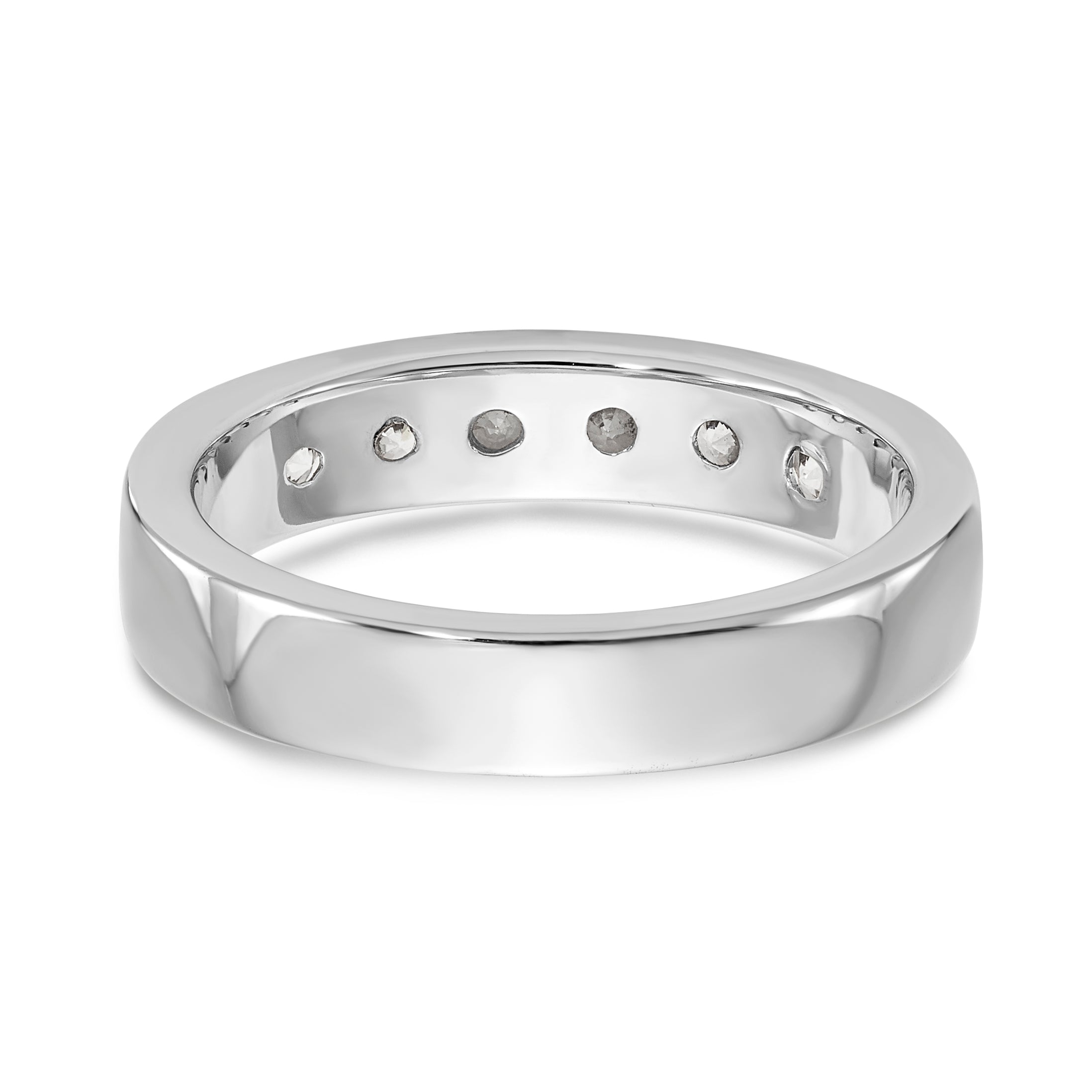 14K White Gold 6-Stone 3/4 carat Round Diamond Complete Channel Band - 6