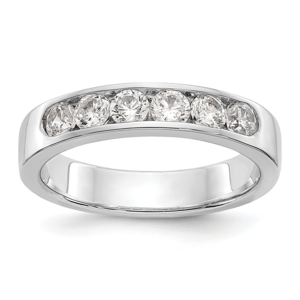 14K White Gold 6-Stone 3/4 carat Round Diamond Complete Channel Band - 6