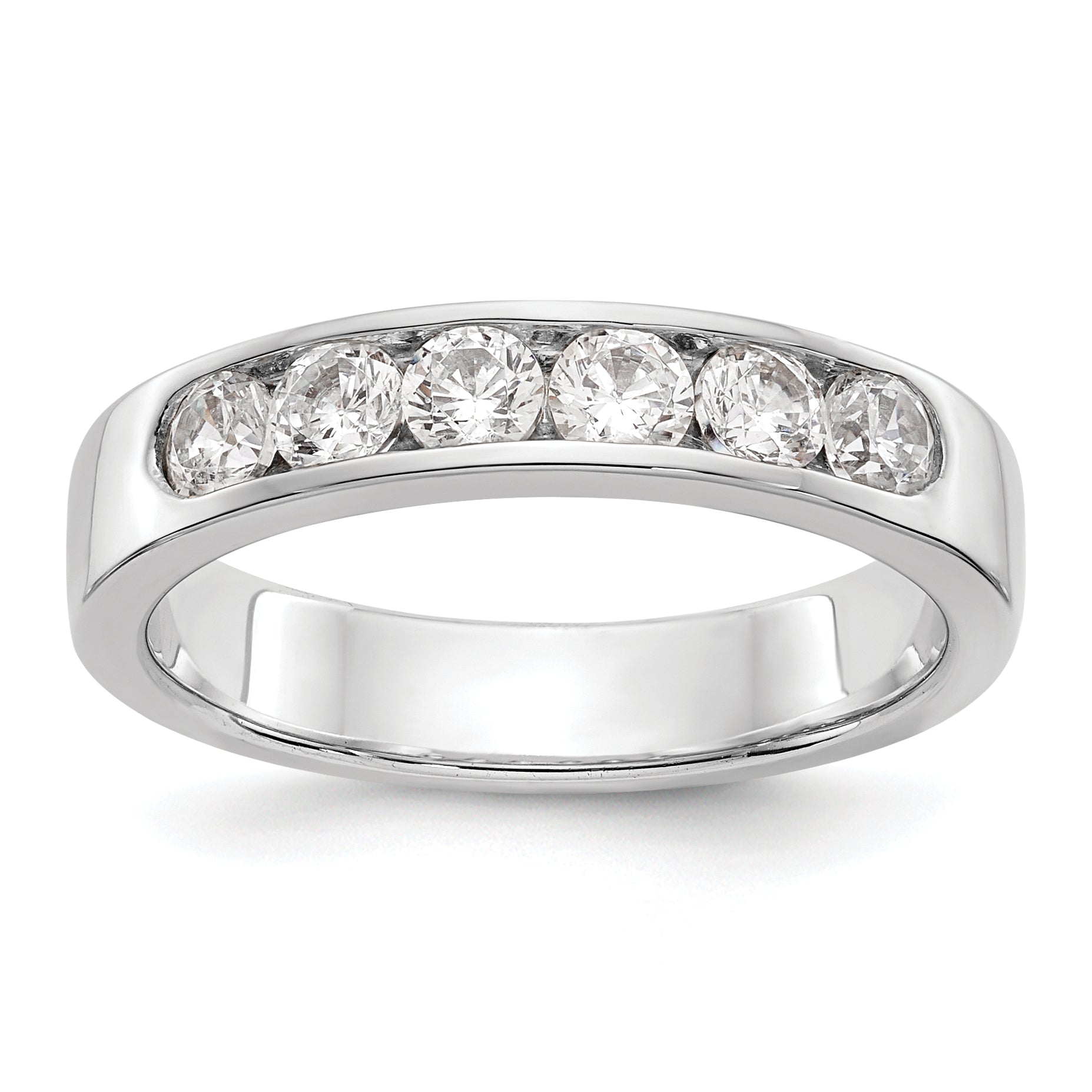 14K White Gold 6-Stone 3/4 carat Round Diamond Complete Channel Band Main image