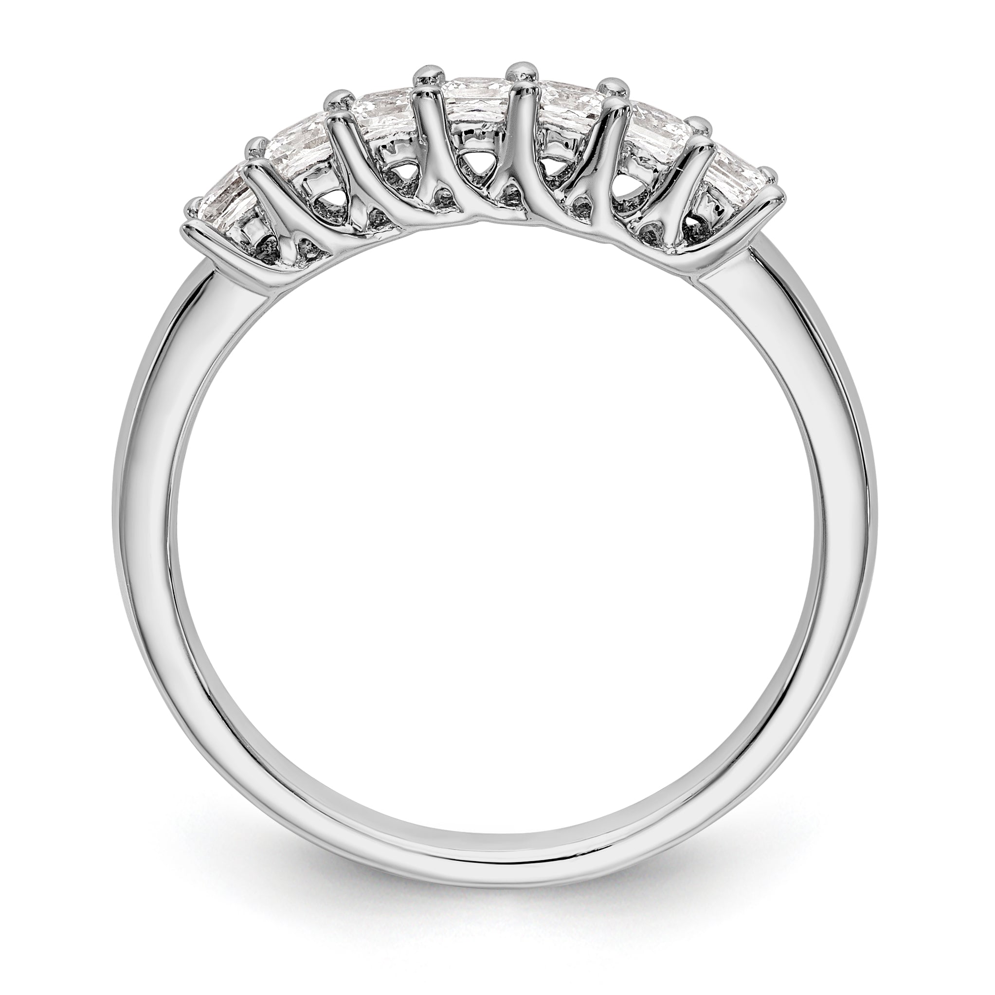 14K White Gold 7-Stone Shared Prong 1/2 carat Complete Princess Diamond Band - 7