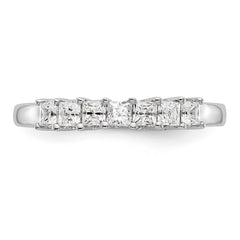 14K White Gold 7-Stone Shared Prong 1/2 carat Complete Princess Diamond Band - 7