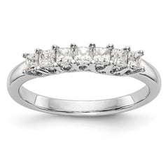 14K White Gold 7-Stone Shared Prong 1/2 carat Complete Princess Diamond Band - 7