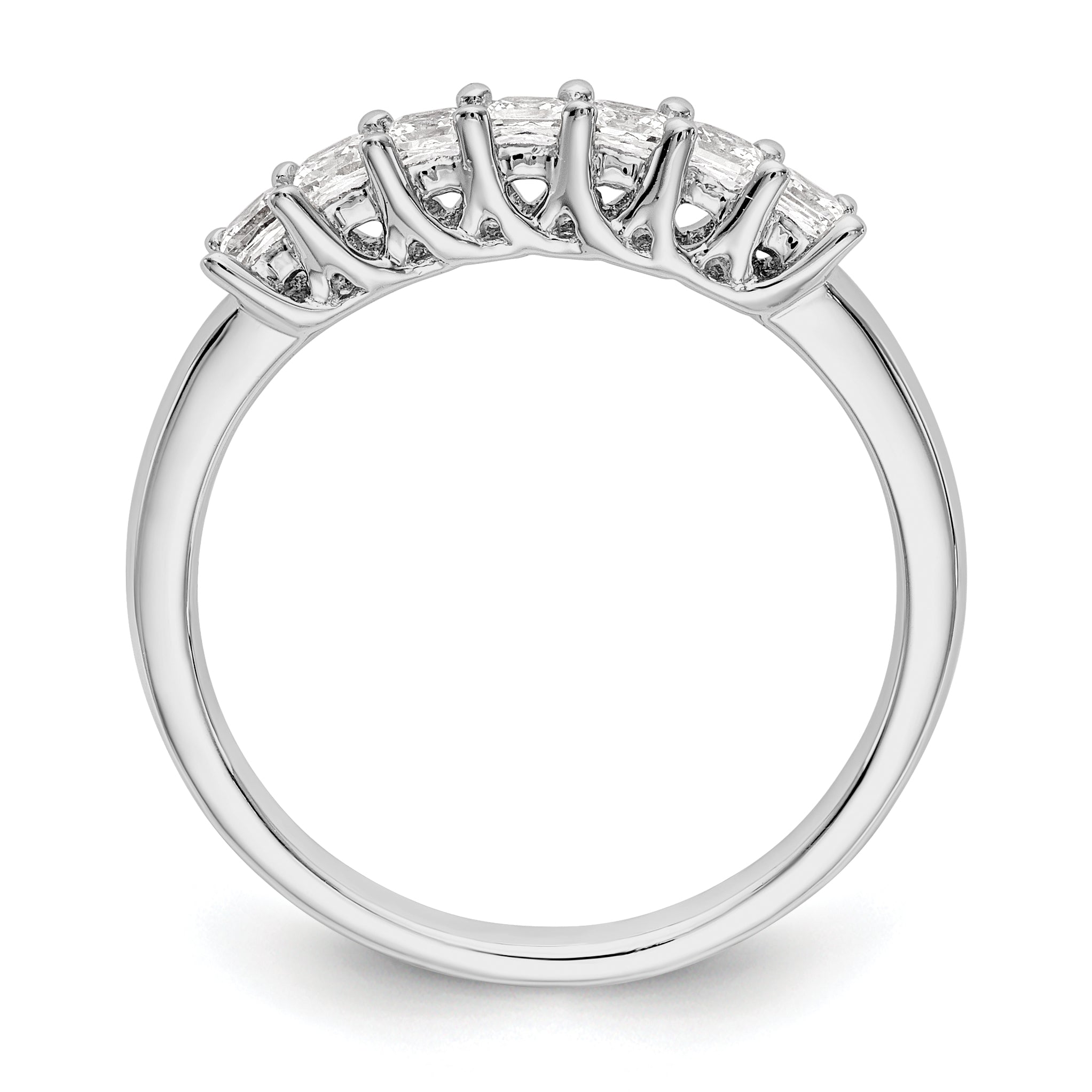 14K White Gold 7-Stone Shared Prong 1/2 carat Complete Princess Diamond Band