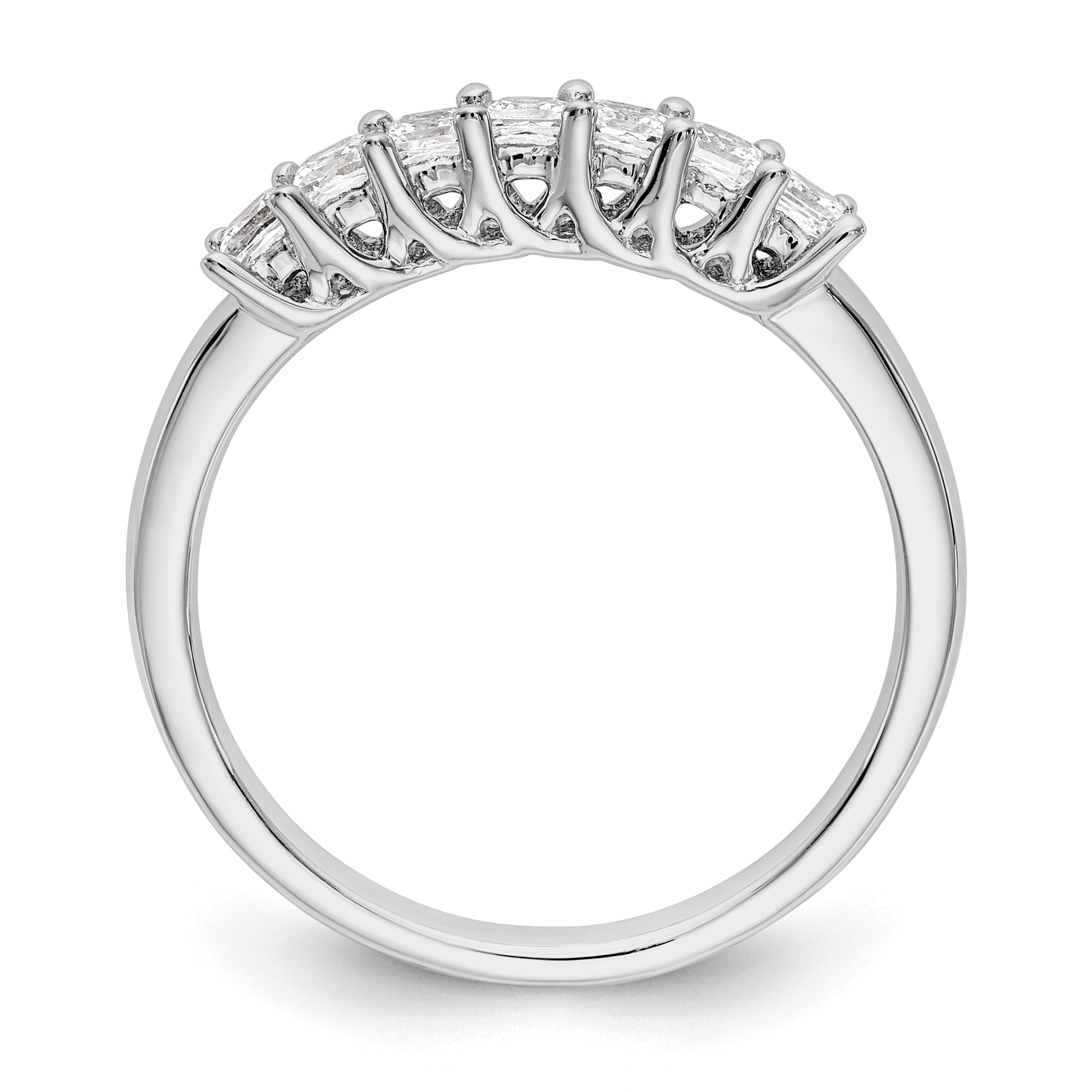 14K White Gold 7-Stone Shared Prong 1/2 carat Complete Princess Diamond Band Secondary image